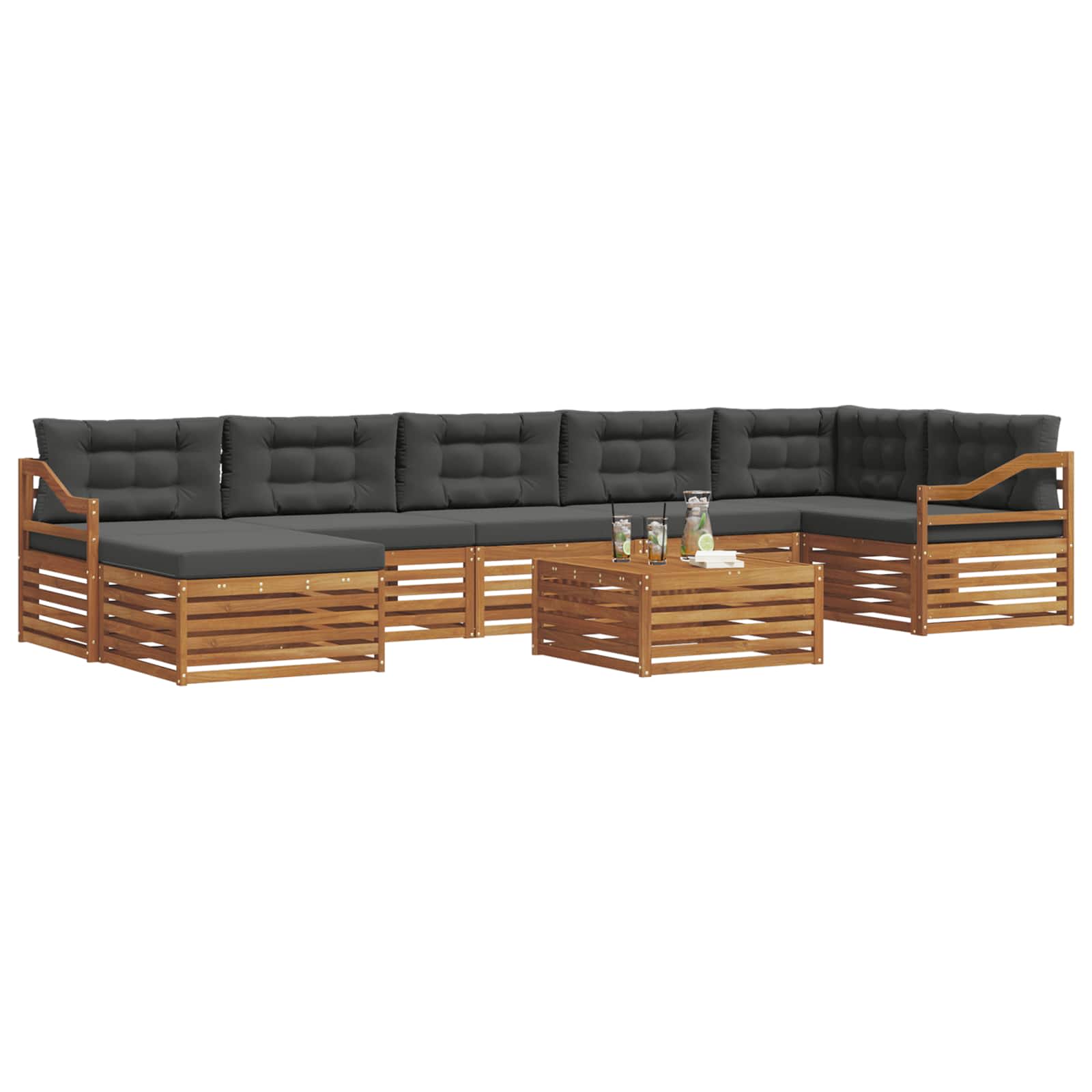 Outdoor-Sofagarnitur 8 stk. Natur und Anthrazit