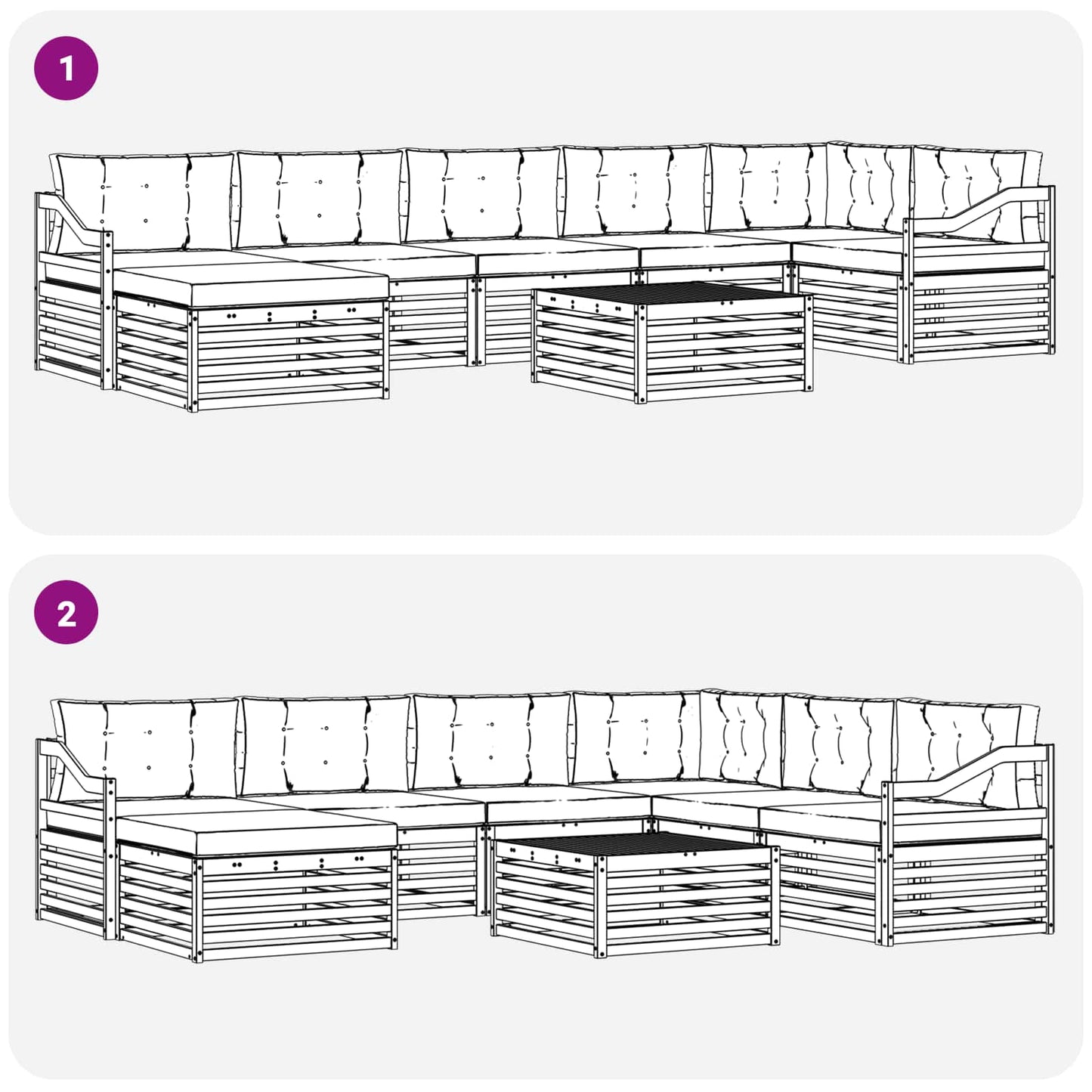 Outdoor-Sofagarnitur 8 stk. Natur und Anthrazit
