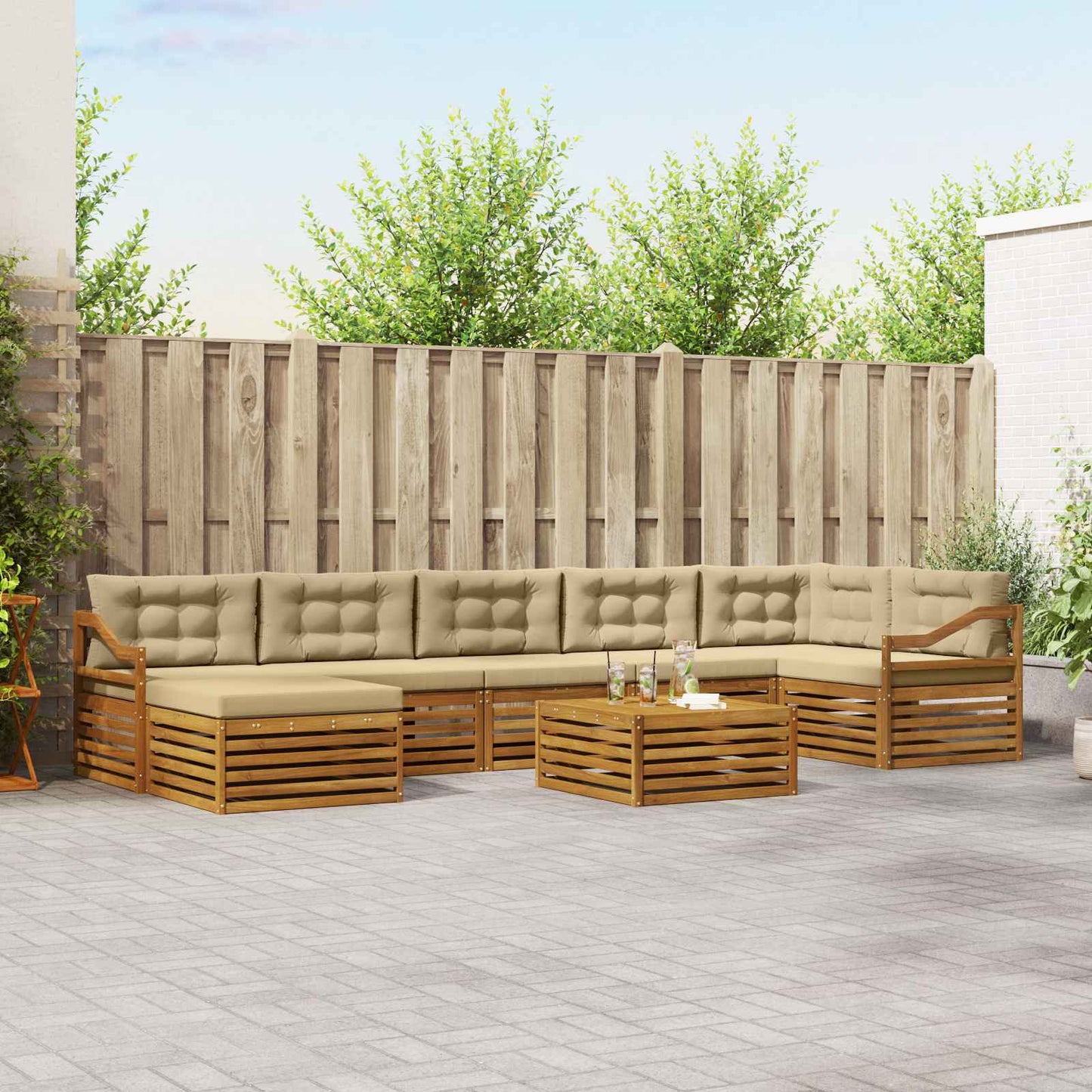 Outdoor-Sofagarnitur 8 stk. Natur und Beige