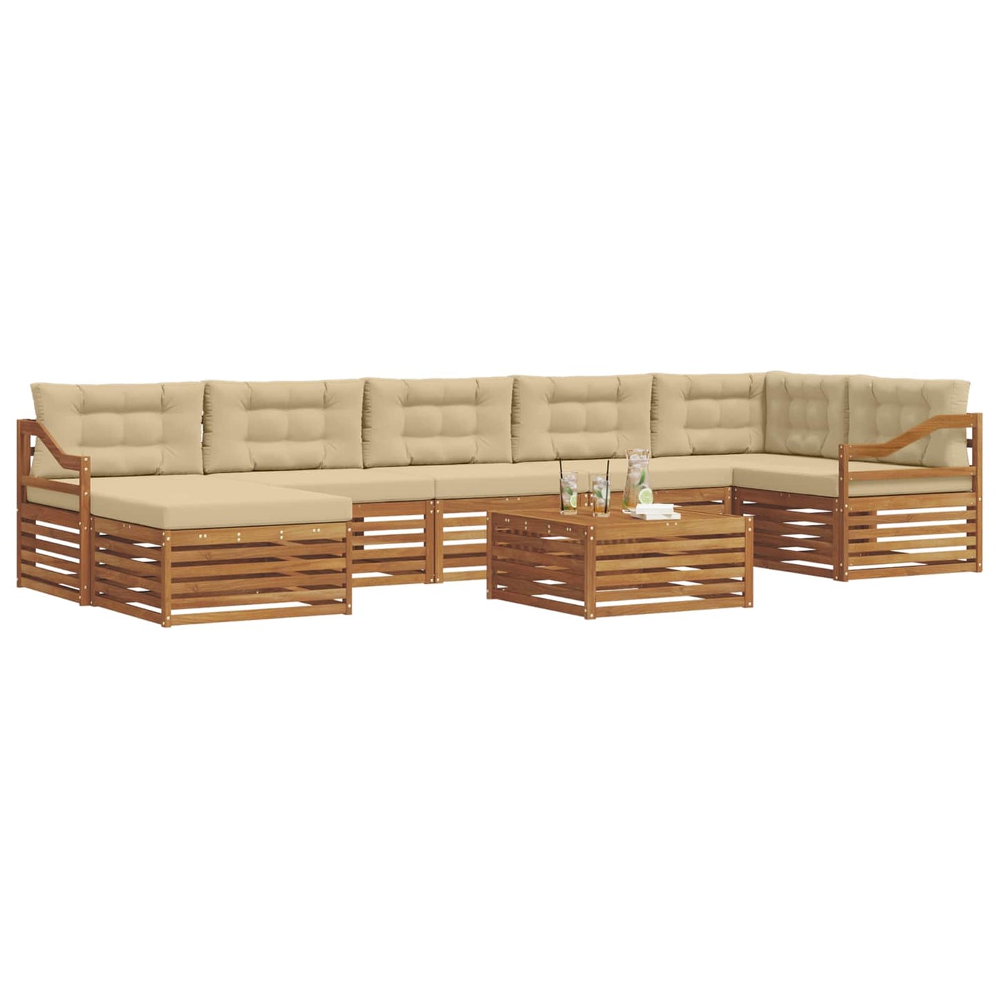 Outdoor-Sofagarnitur 8 stk. Natur und Beige
