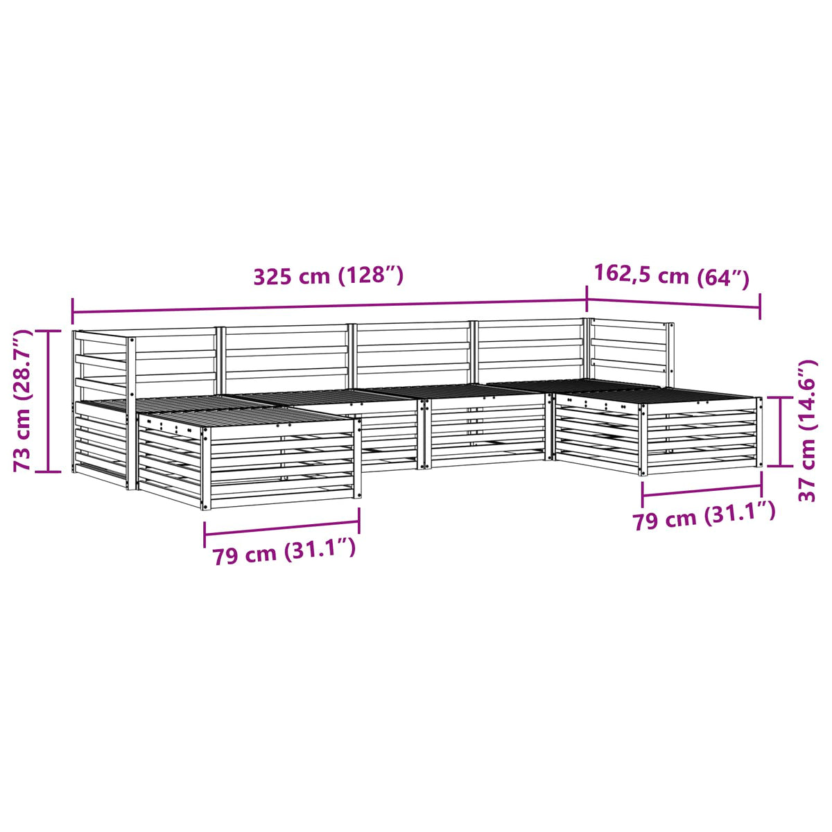 Outdoor-Sofagarnitur 6 stk. Natur Massivholz Akazie