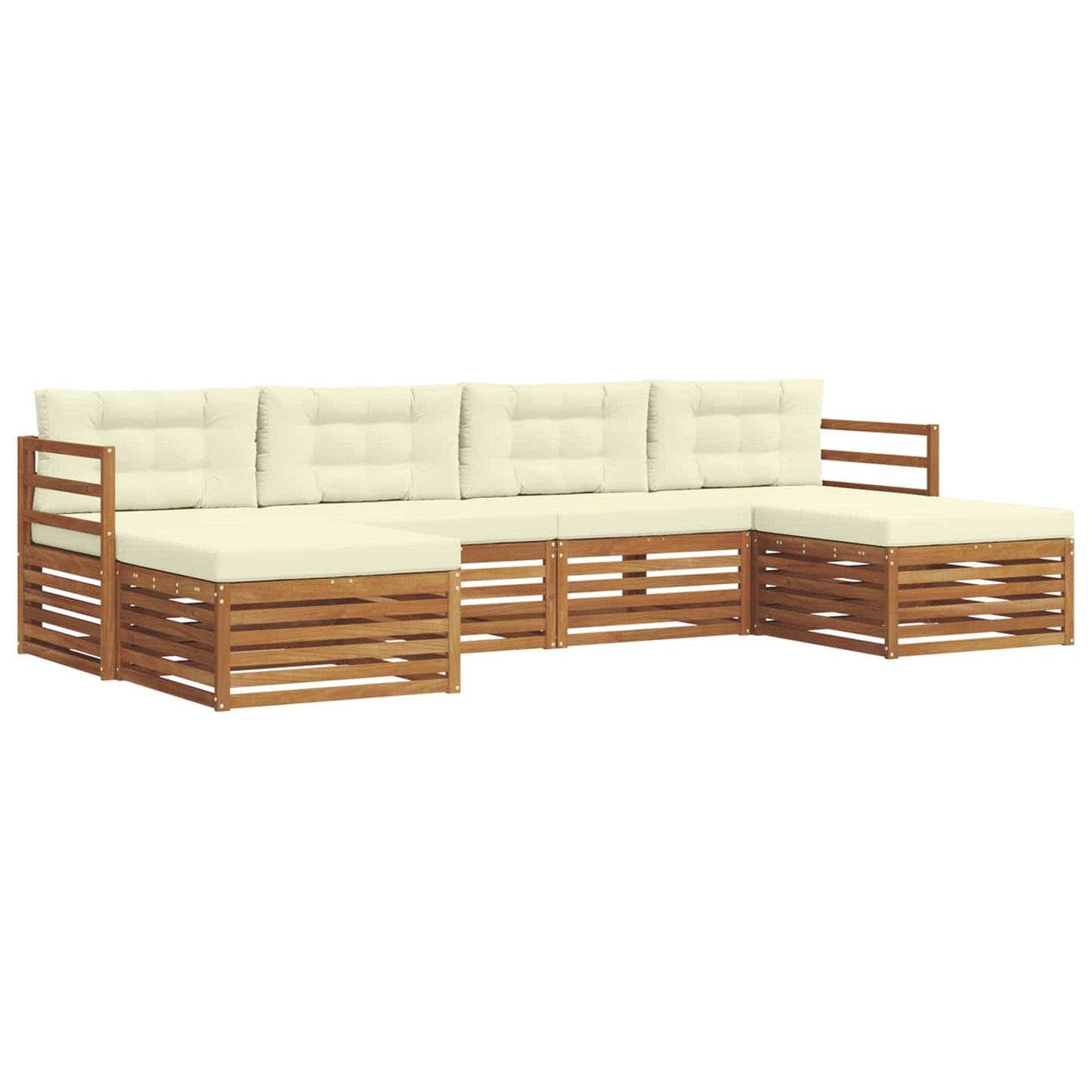 Sofagarnituren 6 pcs Natur und Creme Massivholz Akazie
