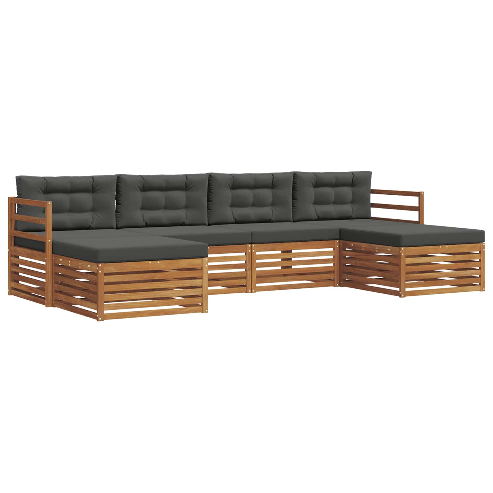 Sofagarnituren 6 pcs Natur und Anthrazit Massivholz Akazie