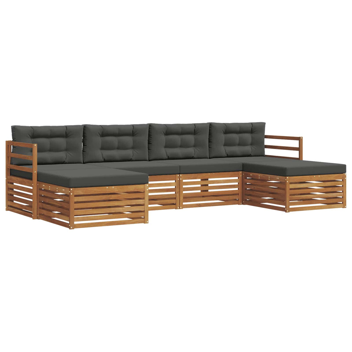 Outdoor-Sofagarnitur 6 stk. Natur und Anthrazit