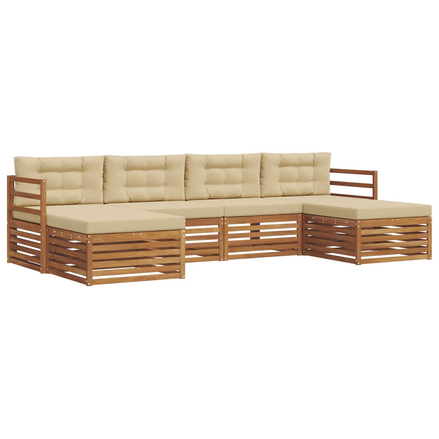 Sofagarnituren 6 pcs Natur und Beige Massivholz Akazie