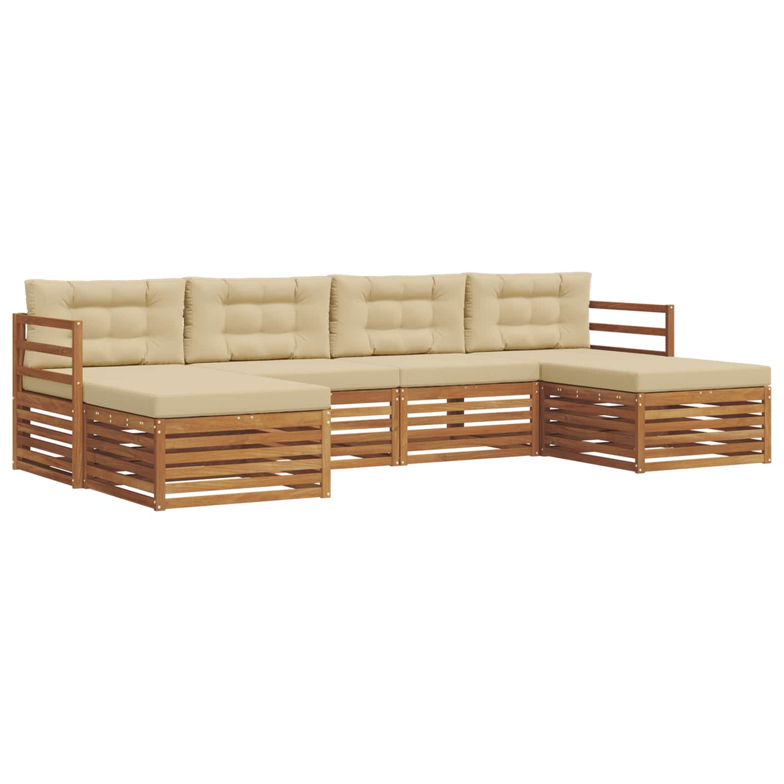 Sofagarnituren 6 pcs Natur und Beige Massivholz Akazie