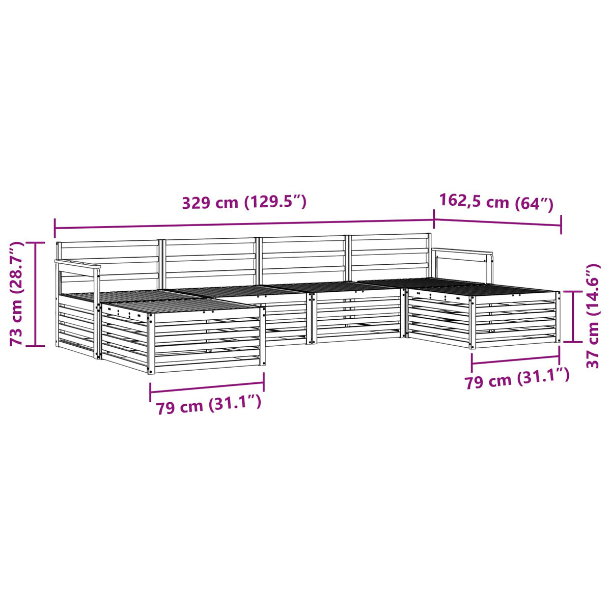 Outdoor-Sofagarnitur 6 stk. Natur Massivholz Akazie