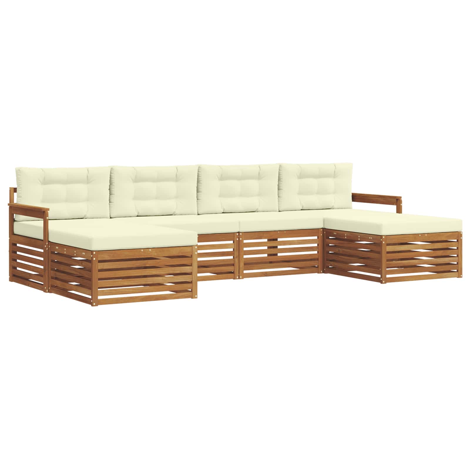 Sofagarnituren 6 pcs Natur und Creme Massivholz Akazie