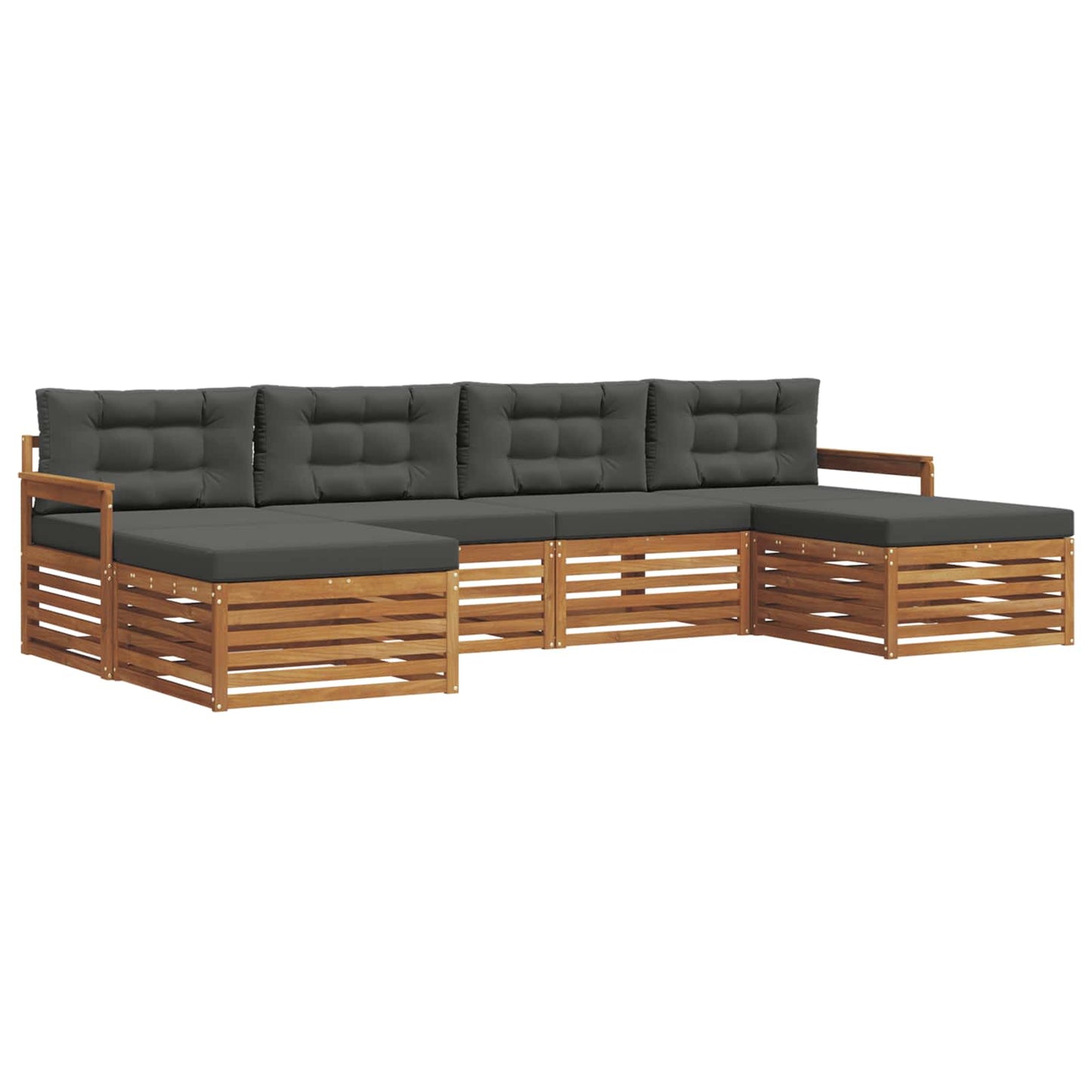 Sofagarnituren 6 pcs Natur und Anthrazit Massivholz Akazie