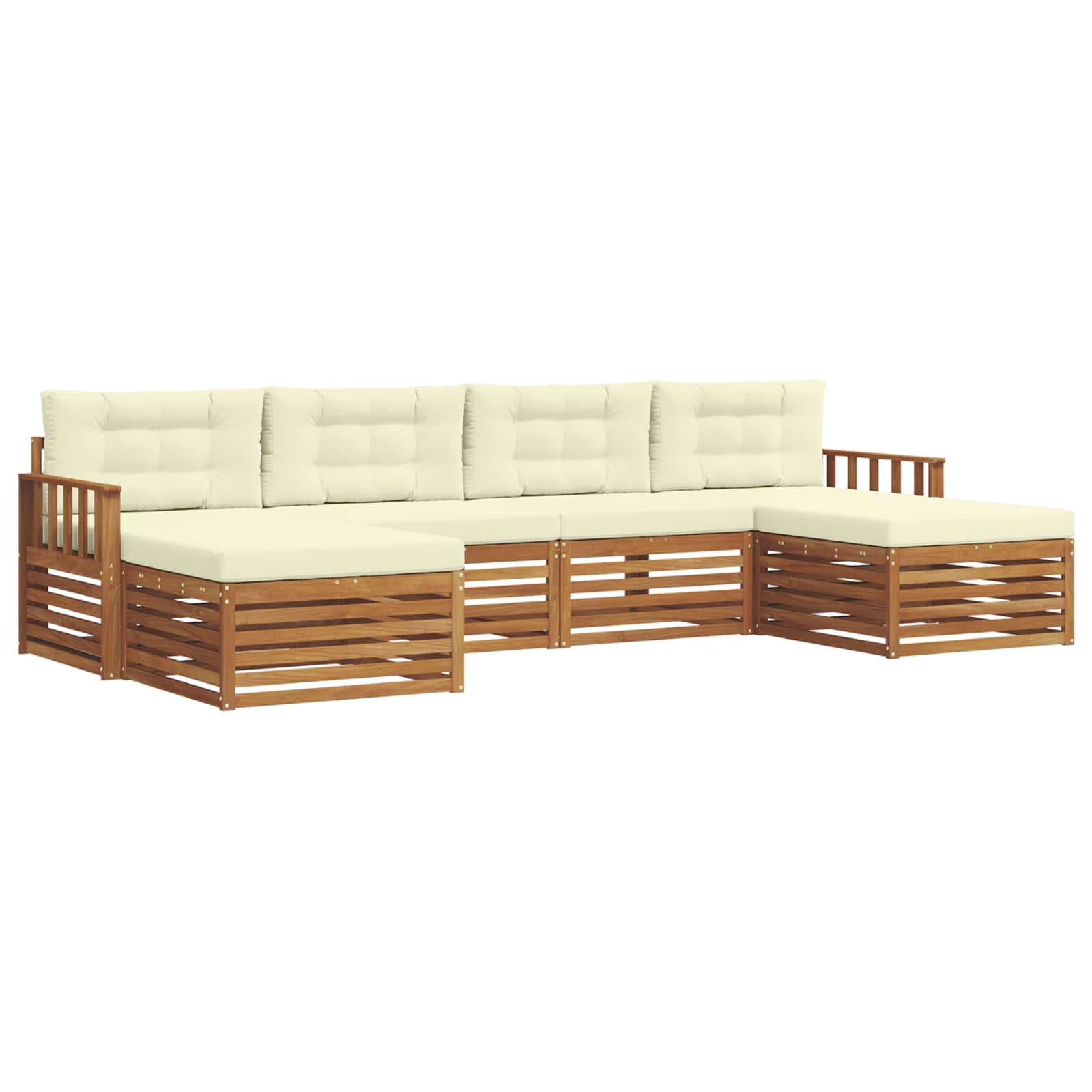 Sofagarnituren 6 pcs Natur und Creme Massivholz Akazie