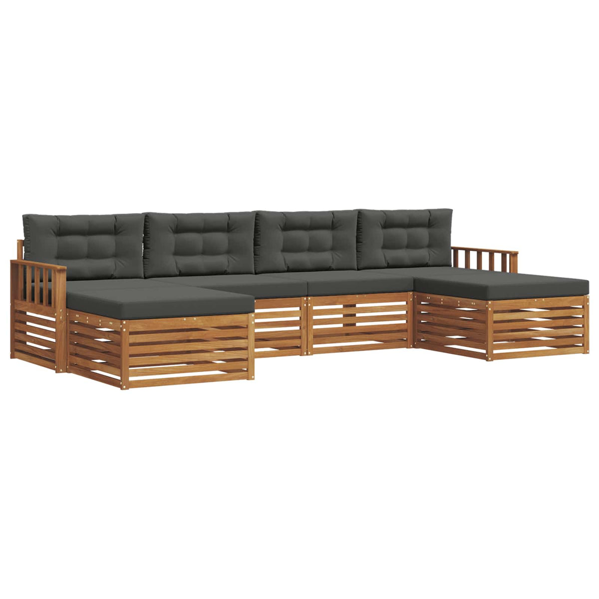 Outdoor-Sofagarnitur 6 stk. Natur und Anthrazit