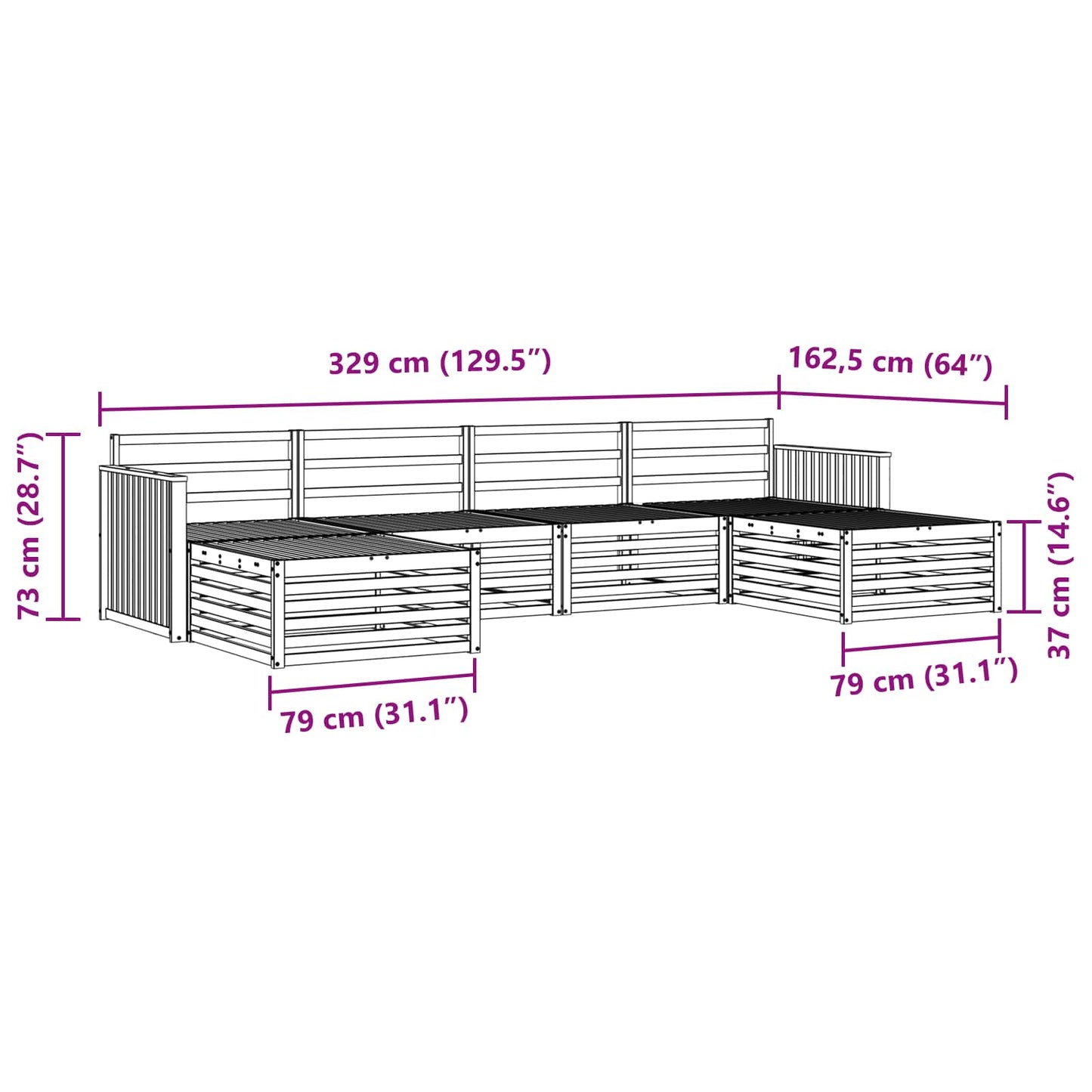 Sofagarnituren 6 pcs Natur Massivholz Akazie