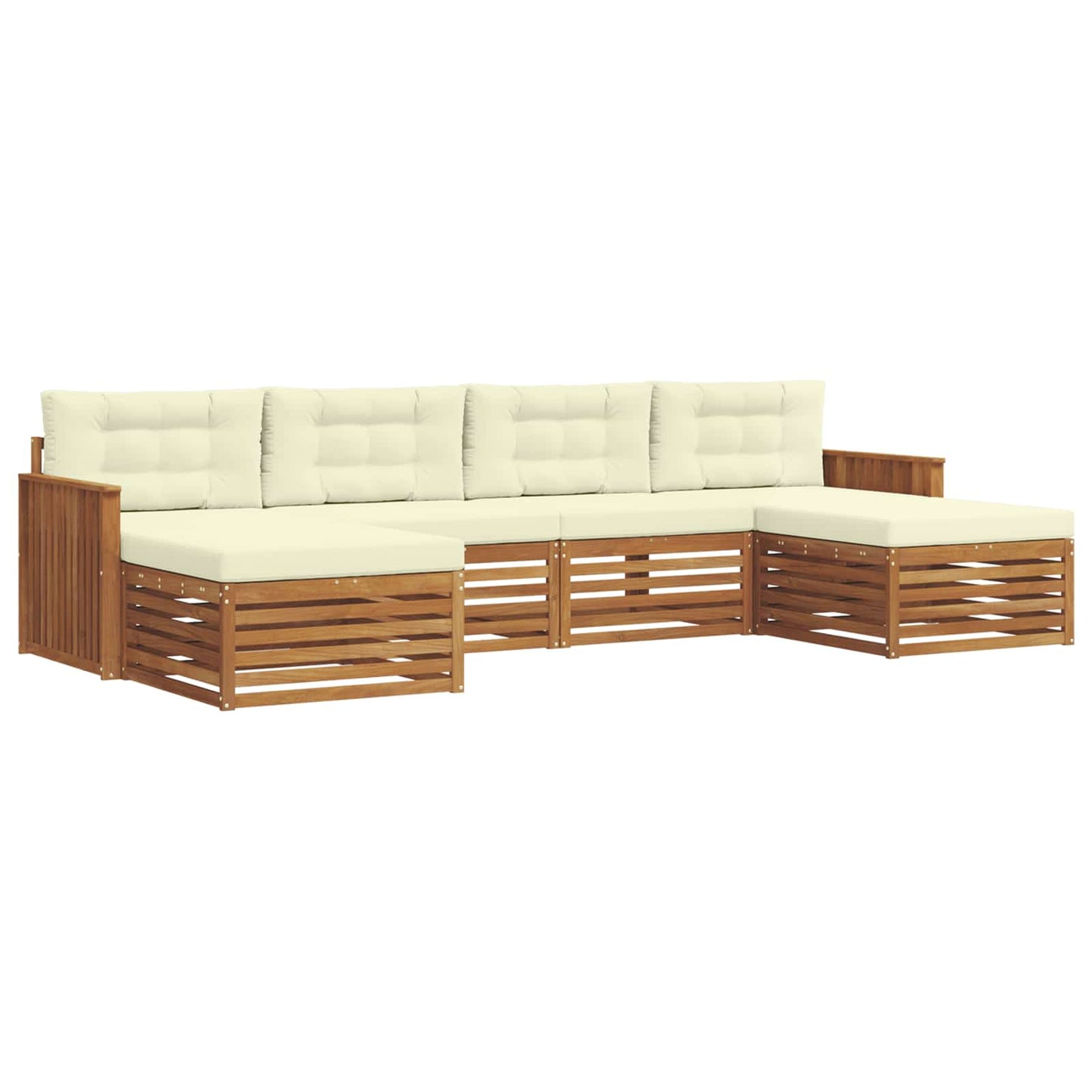 Sofagarnituren 6 pcs Natur und Creme Massivholz Akazie