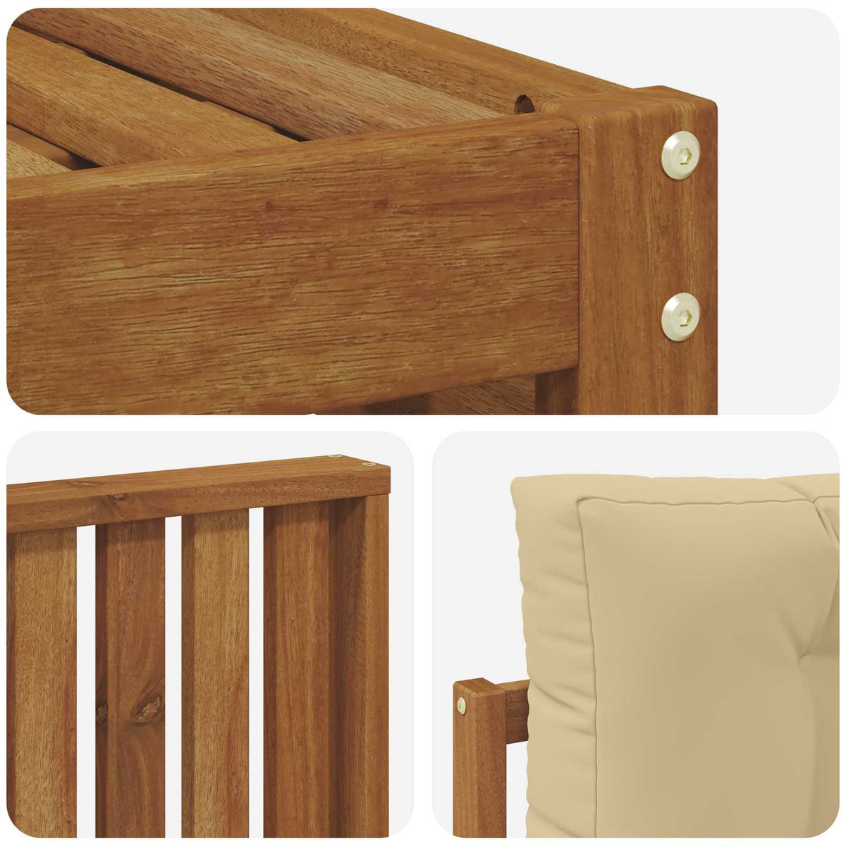 Outdoor-Sofagarnitur 6 stk. Natur und Beige Massivholz Akazie