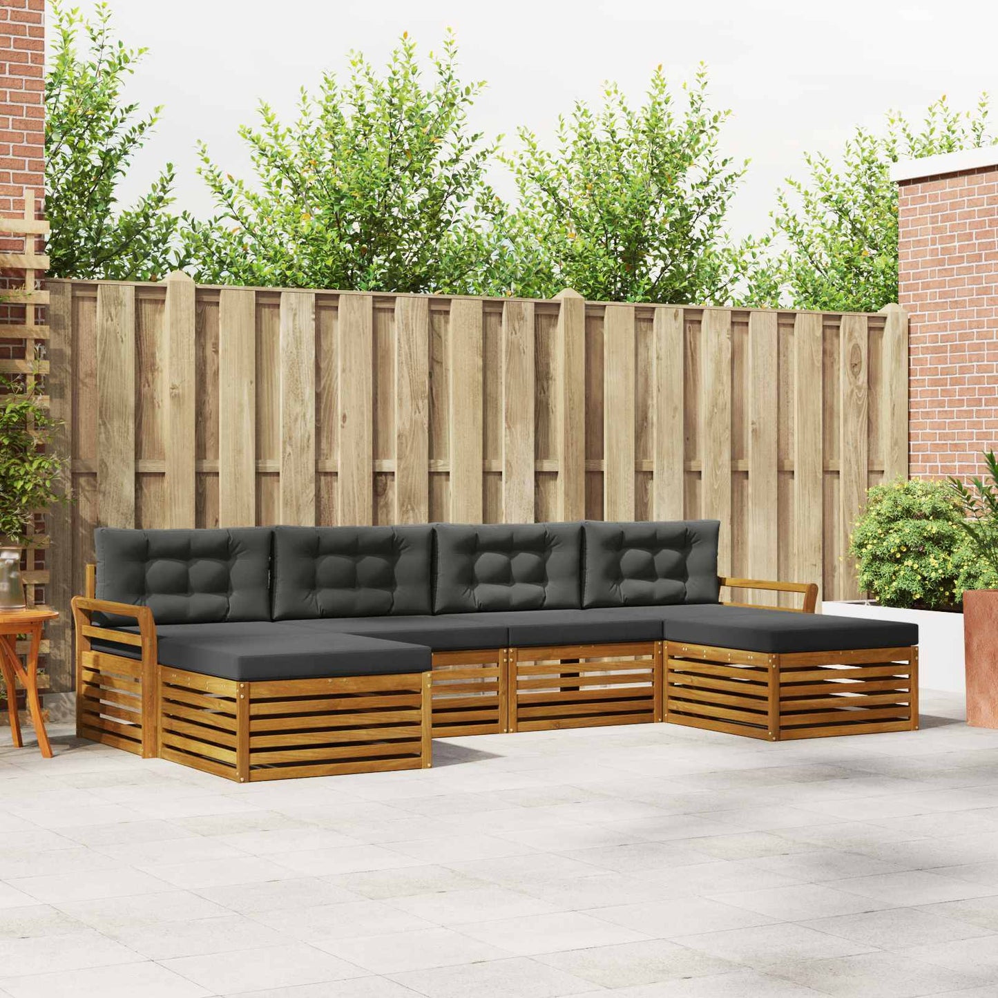 Sofagarnituren 6 pcs Natur und Anthrazit Massivholz Akazie