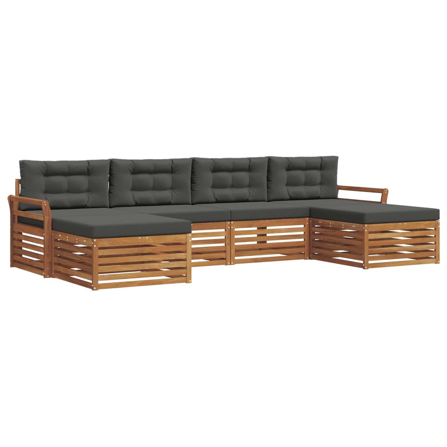Sofagarnituren 6 pcs Natur und Anthrazit Massivholz Akazie