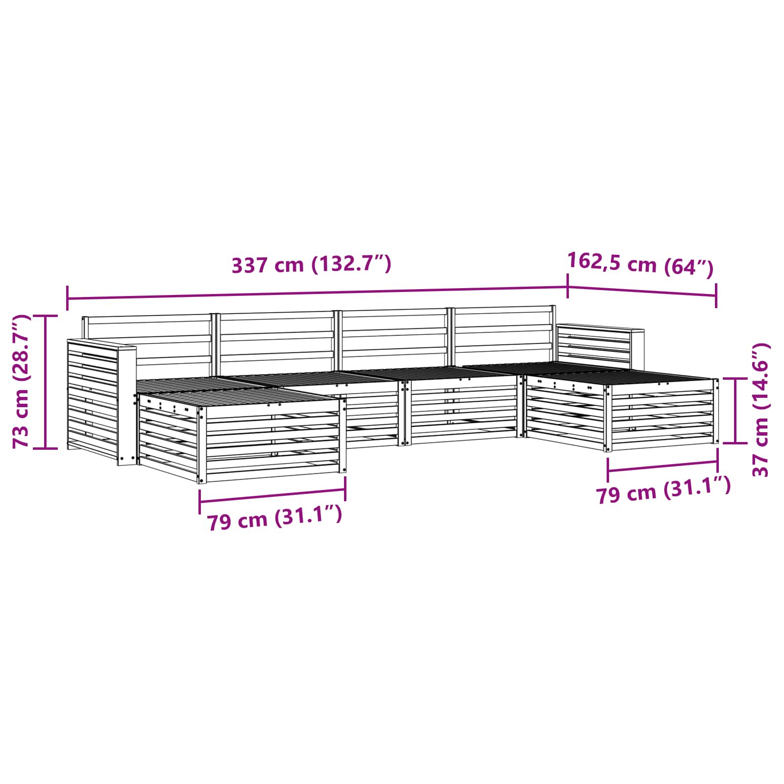 Outdoor-Sofagarnitur 6 stk. Natur Massivholz Akazie