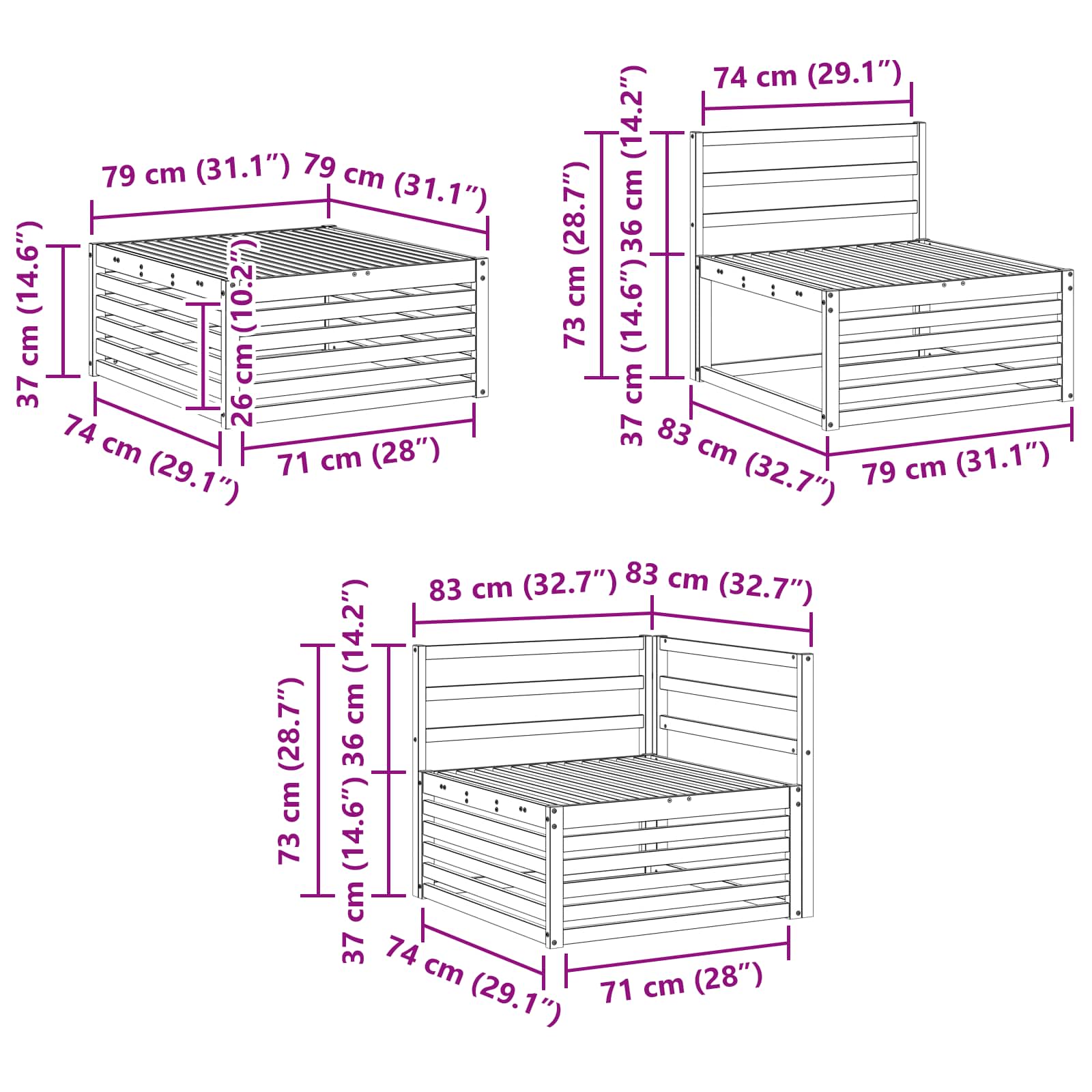 Outdoor-Sofagarnitur 6 stk. Natur Massivholz Akazie