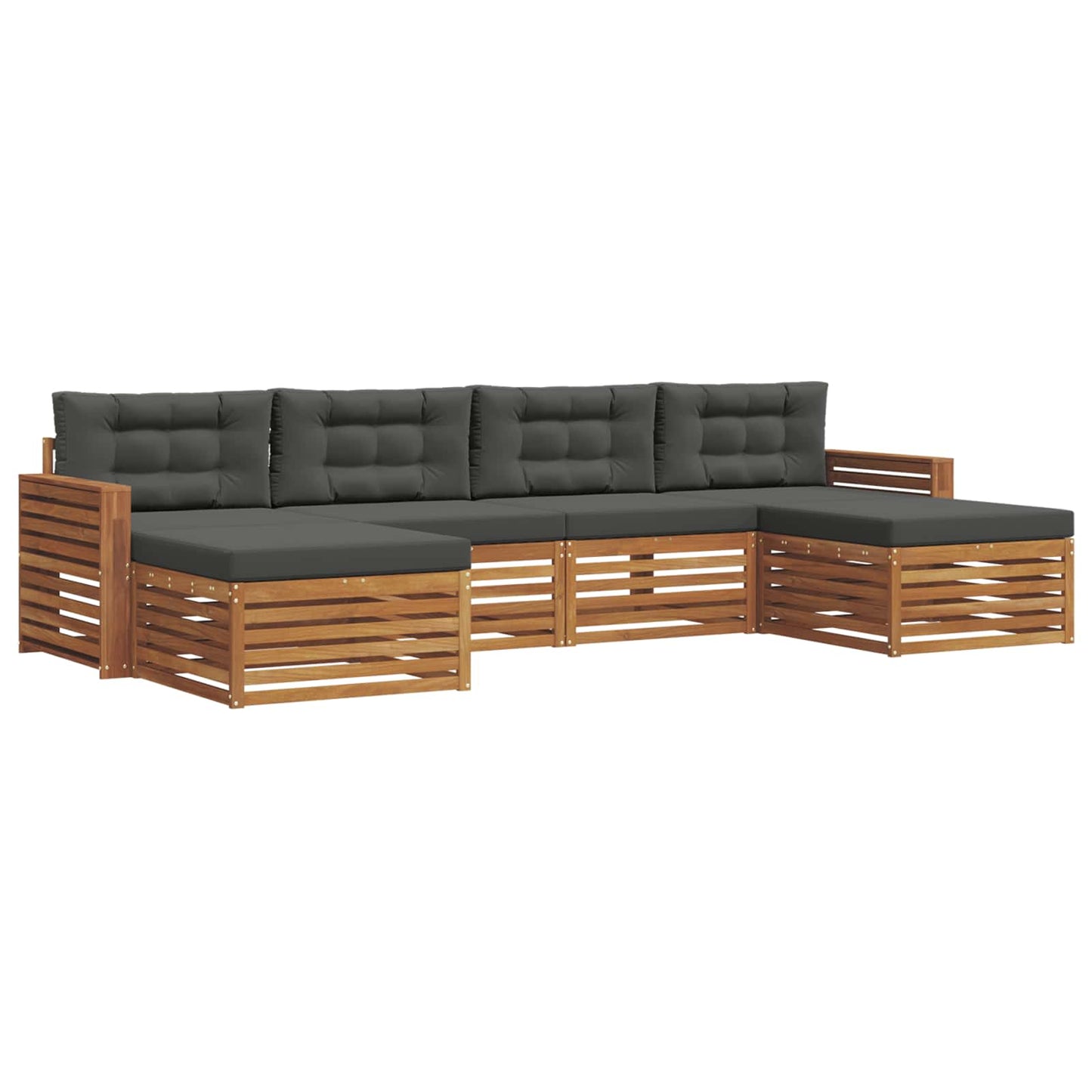 Sofagarnituren 6 pcs Natur und Anthrazit Massivholz Akazie