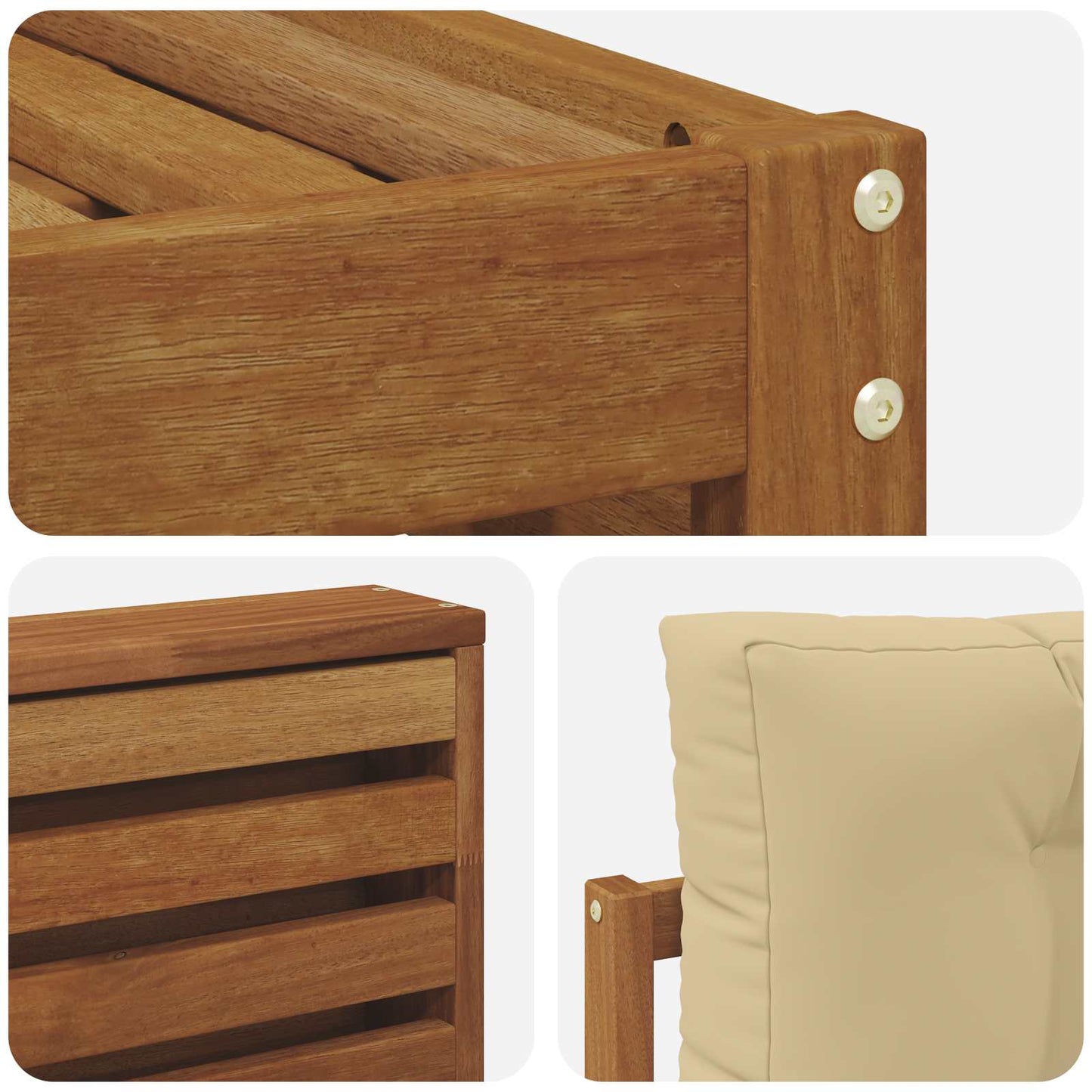 Outdoor-Sofagarnitur 6 stk. Natur und Beige Massivholz Akazie