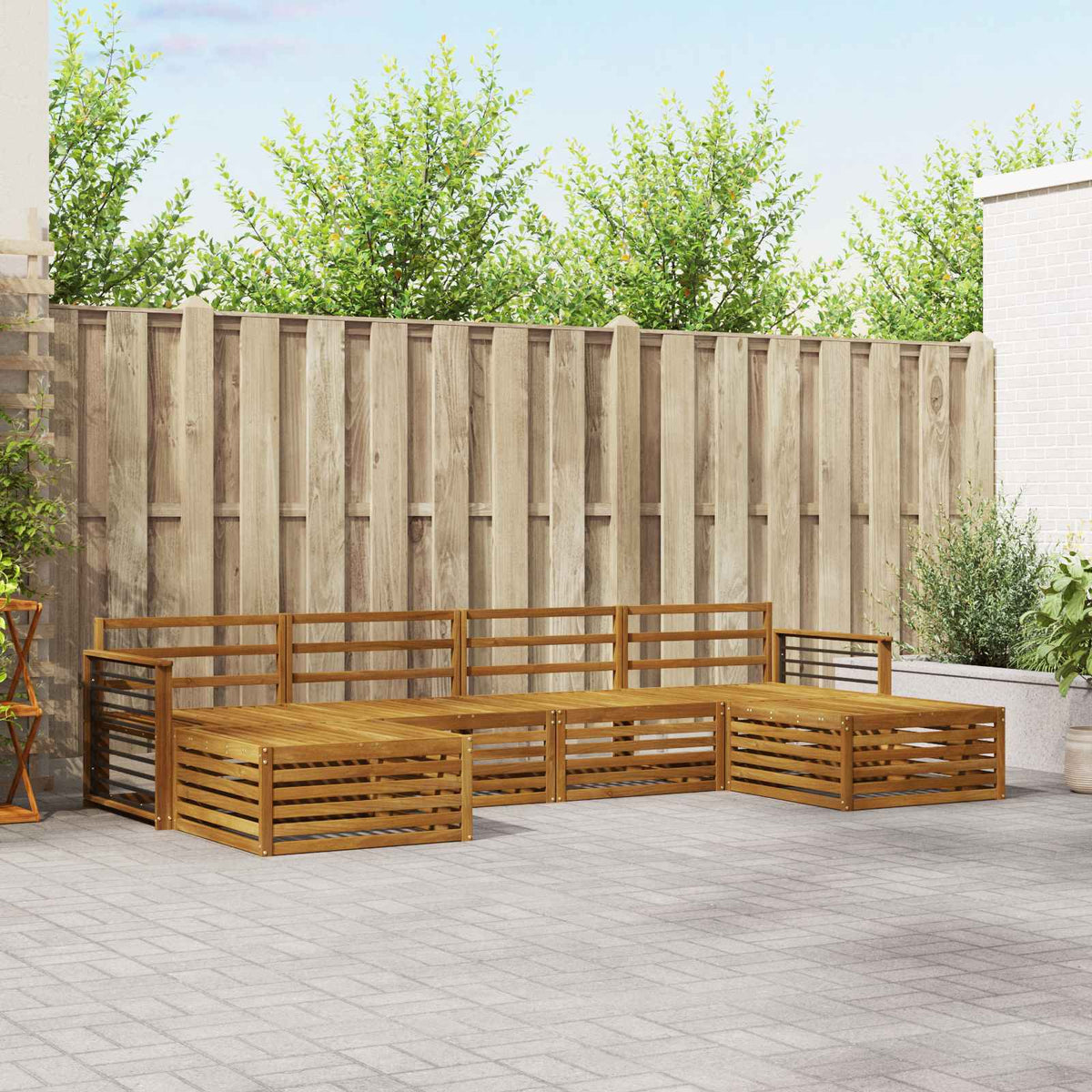 Outdoor-Sofagarnitur 6 stk. Natur Massivholz Akazie