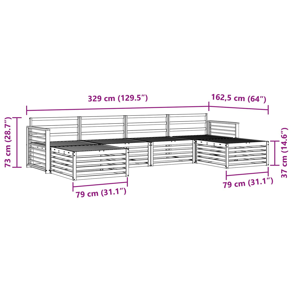 Outdoor-Sofagarnitur 6 stk. Natur Massivholz Akazie