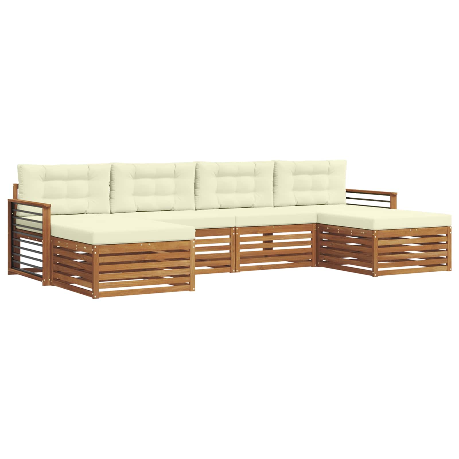 Sofagarnituren 6 pcs Natur und Creme Massivholz Akazie