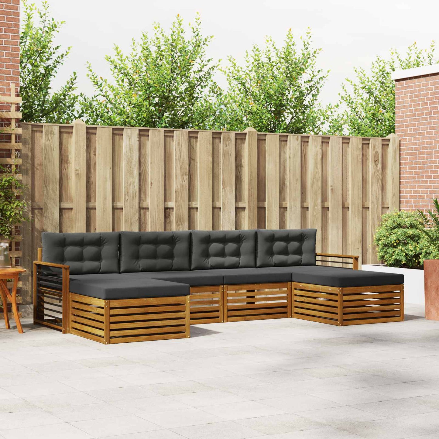 Sofagarnituren 6 pcs Natur und Anthrazit Massivholz Akazie