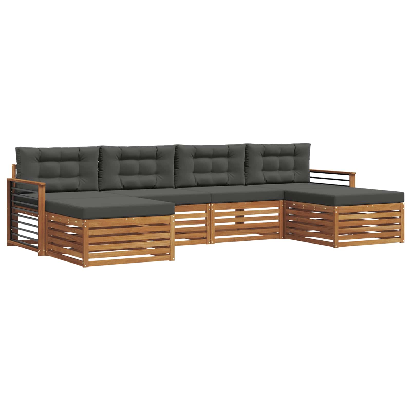 Sofagarnituren 6 pcs Natur und Anthrazit Massivholz Akazie