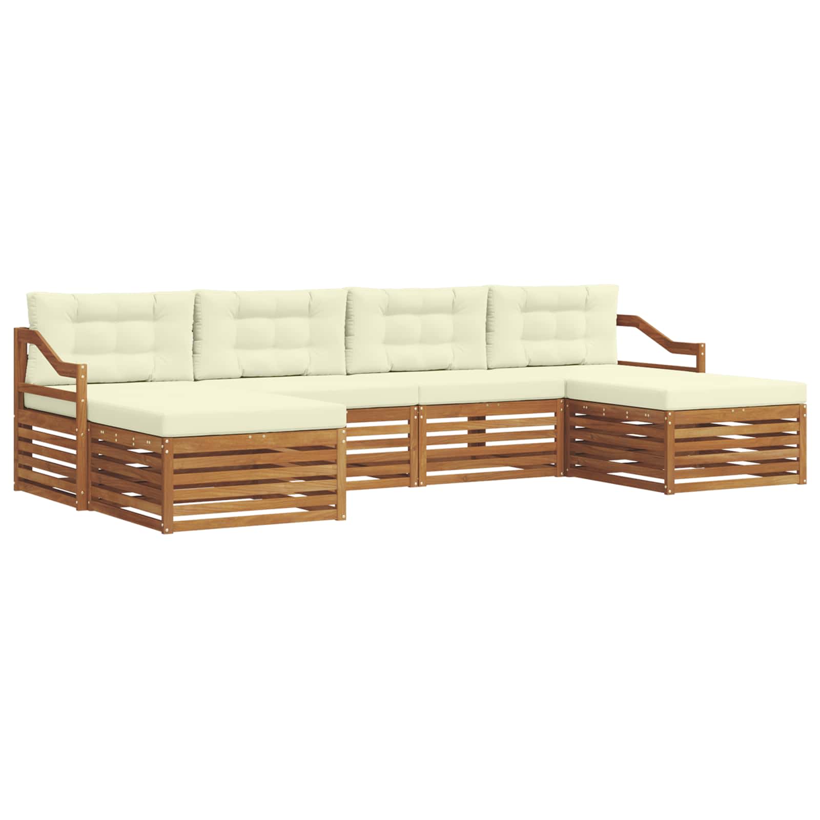 Sofagarnituren 6 pcs Natur und Creme Massivholz Akazie