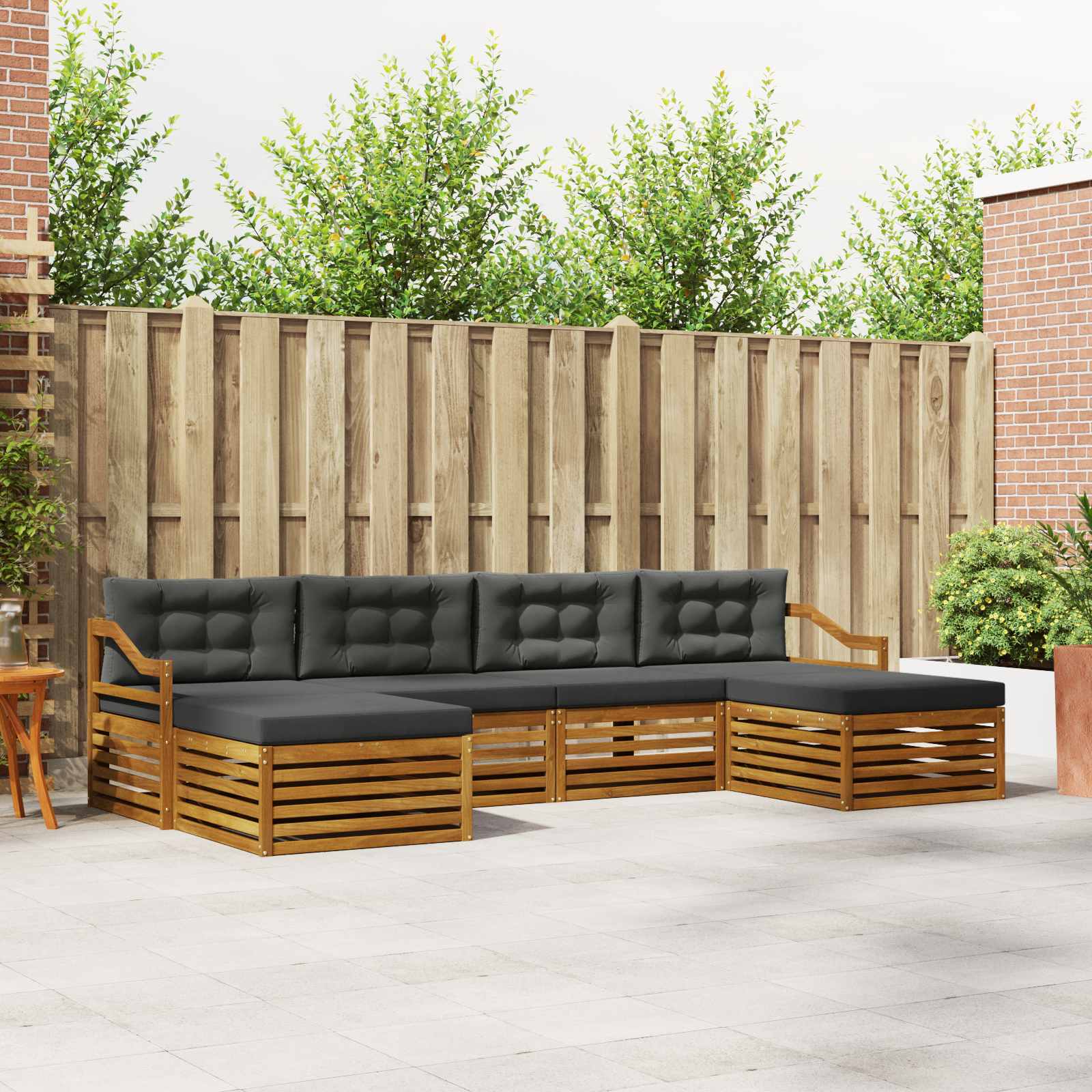 Outdoor-Sofagarnitur 6 stk. Natur und Anthrazit