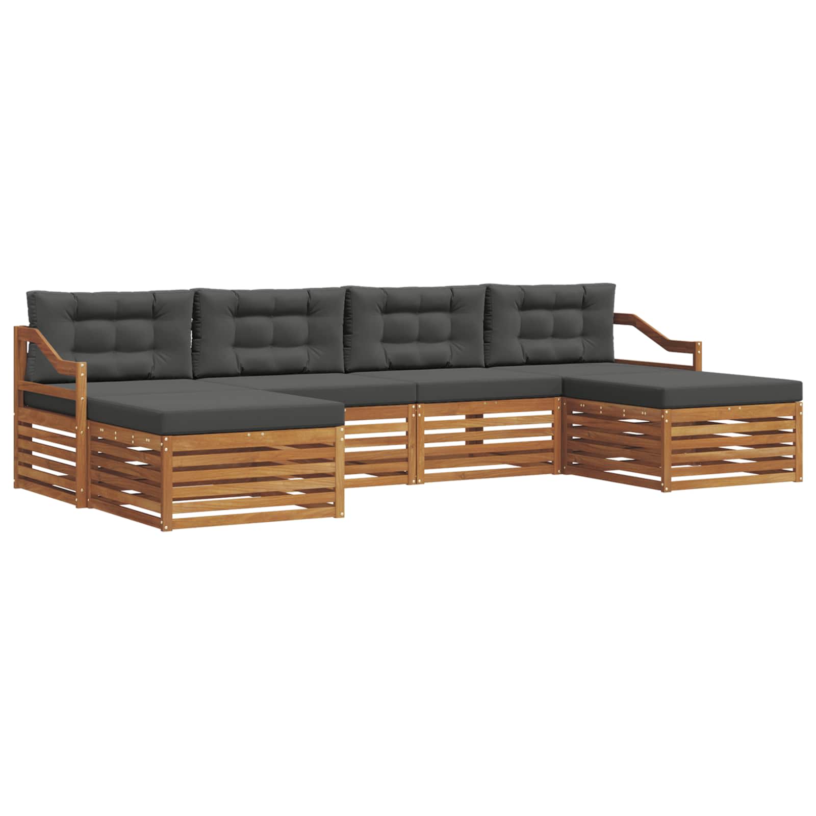 Outdoor-Sofagarnitur 6 stk. Natur und Anthrazit