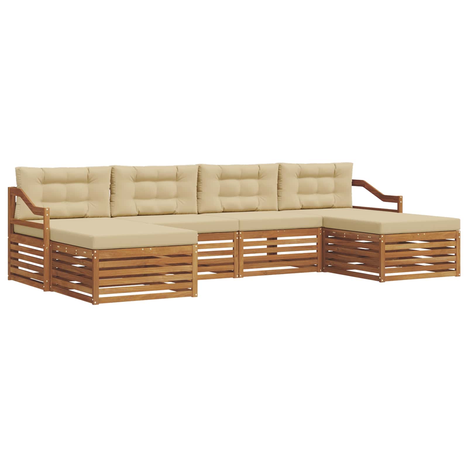 Outdoor-Sofagarnitur 6 stk. Natur und Beige Massivholz Akazie