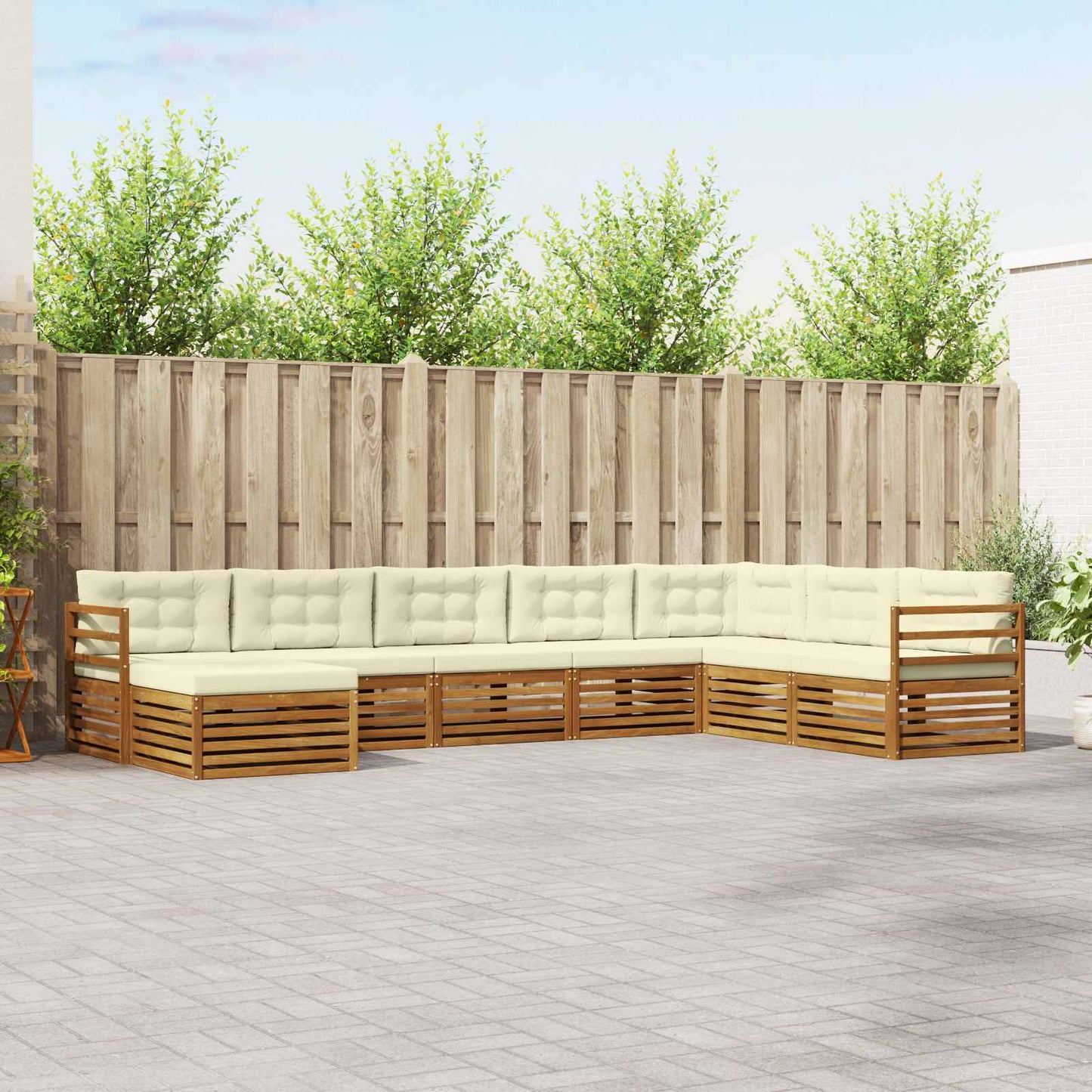 Outdoor-Sofagarnitur mit Kissen 8 pcs Natur und Creme