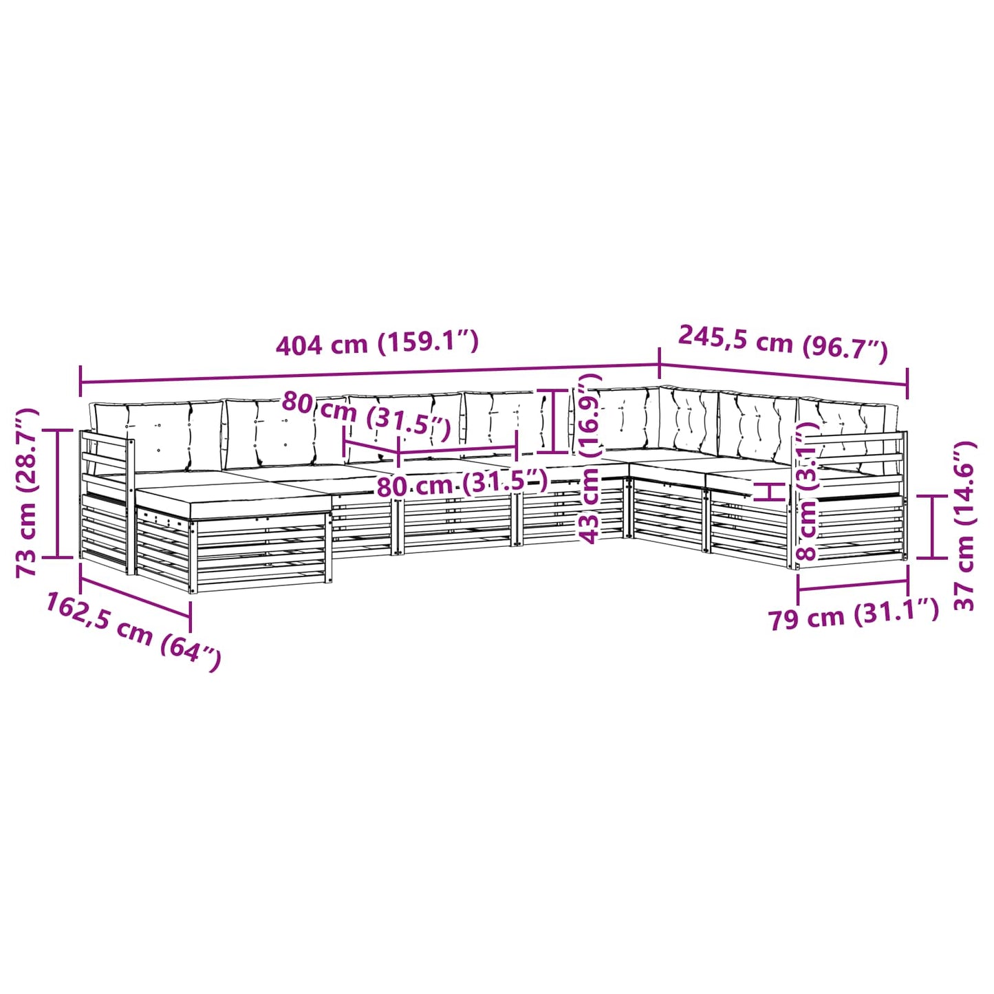 Outdoor-Sofagarnitur 8 stk. Natur und Anthrazit