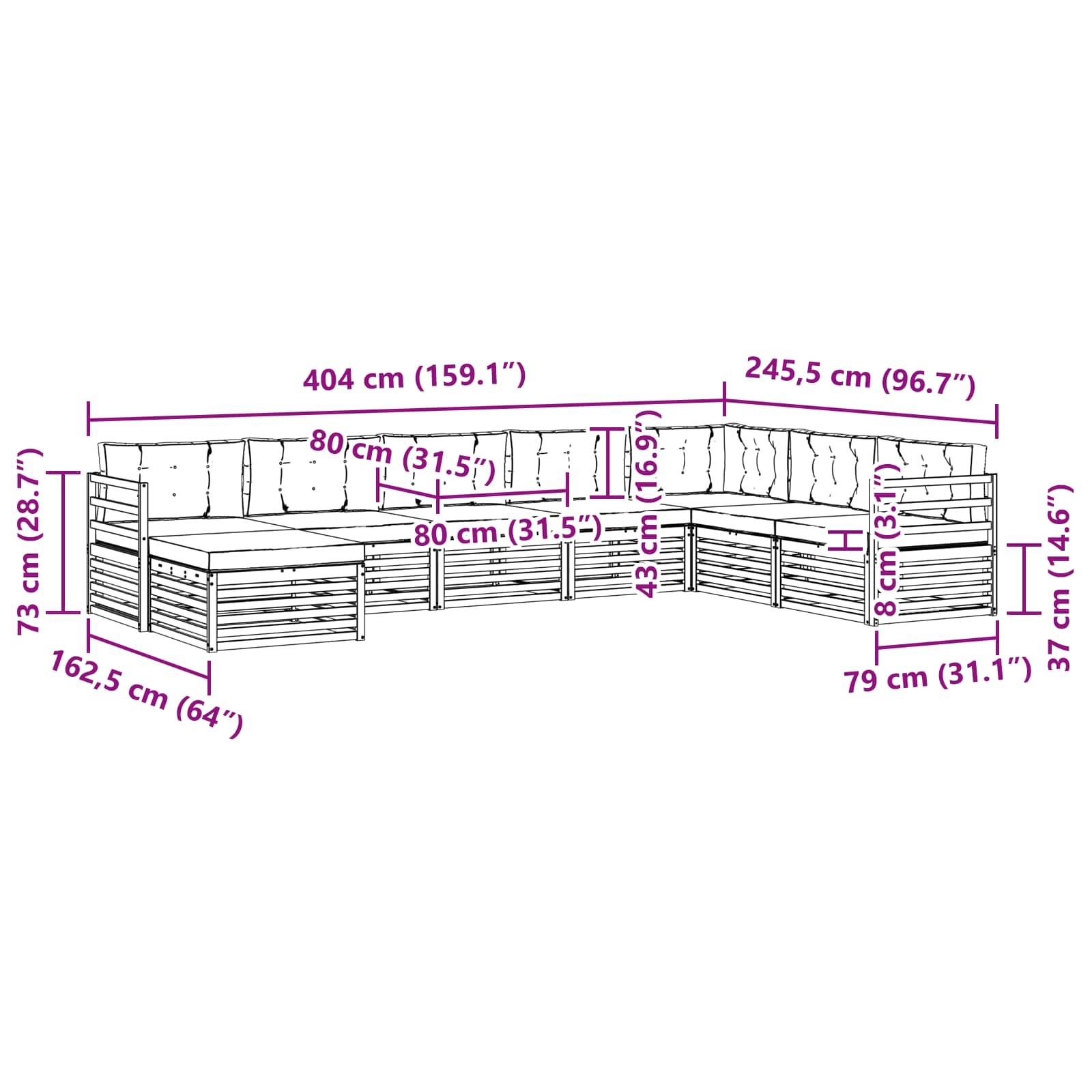 Outdoor-Sofagarnitur 8 stk. Natur und Anthrazit
