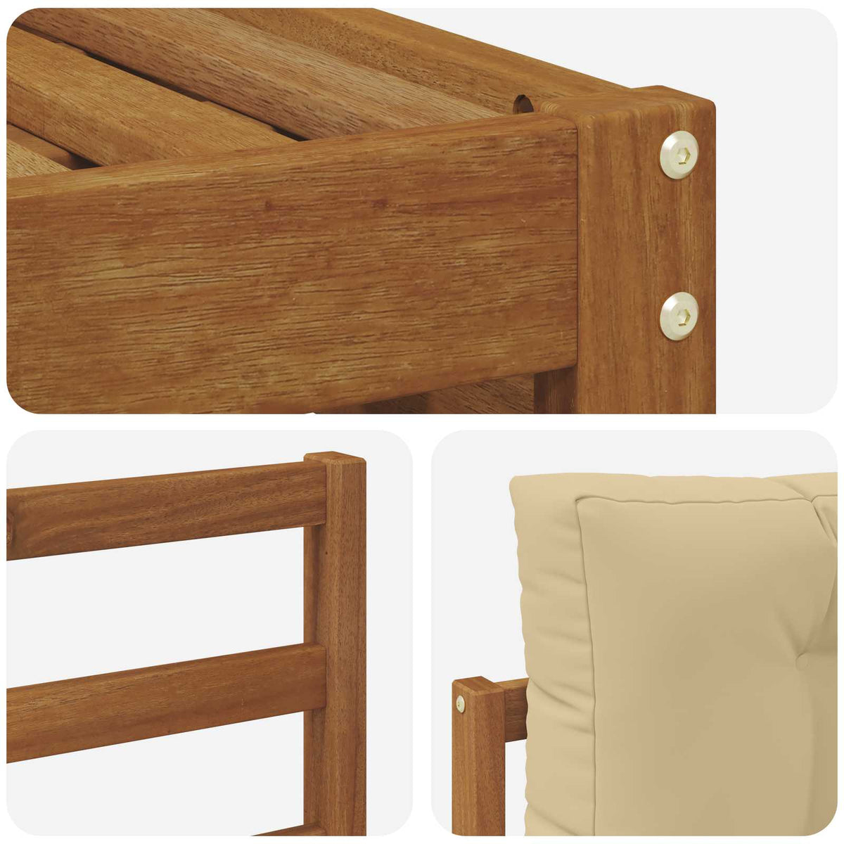Outdoor-Sofagarnitur 8 stk. Natur und Beige Massivholz Akazie