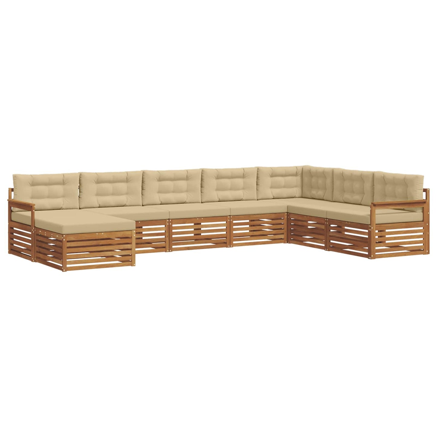 Outdoor-Sofagarnitur mit Kissen 8 pcs Natur und Beige