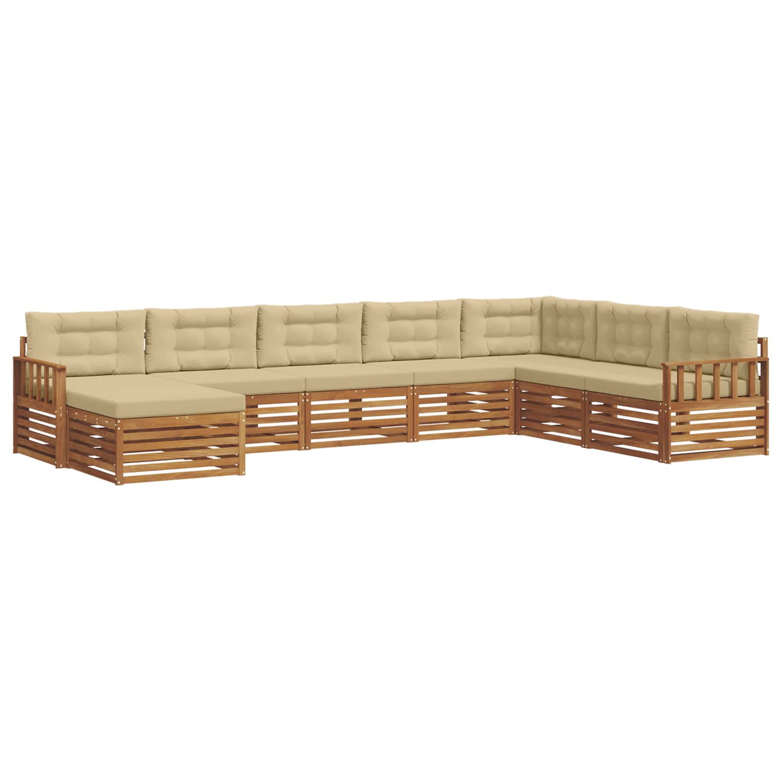 Outdoor-Sofagarnitur mit Kissen 8 pcs Natur und Beige