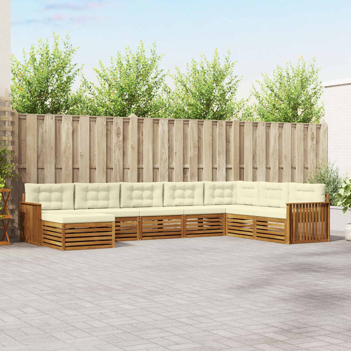 Outdoor-Sofagarnitur mit Kissen 8 pcs Natur und Creme