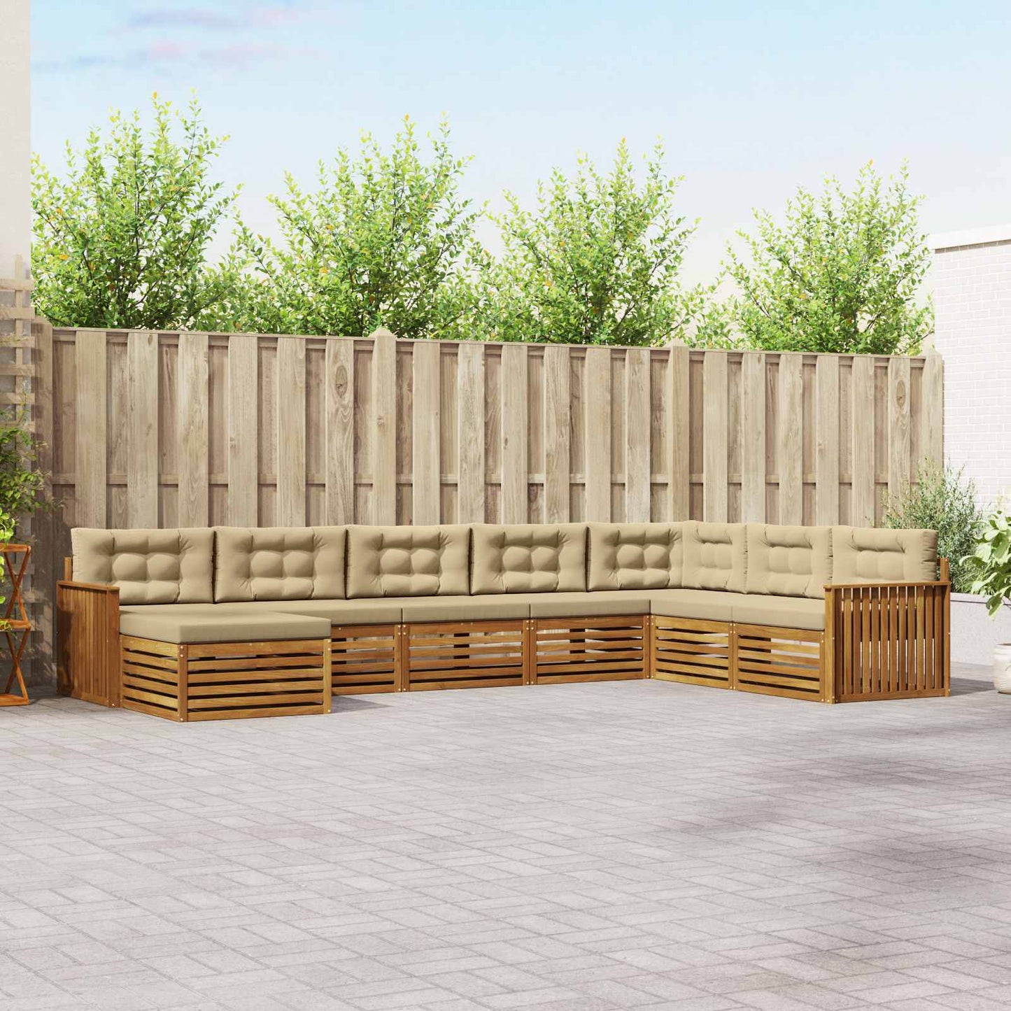 Outdoor-Sofagarnitur mit Kissen 8 pcs Natur und Beige
