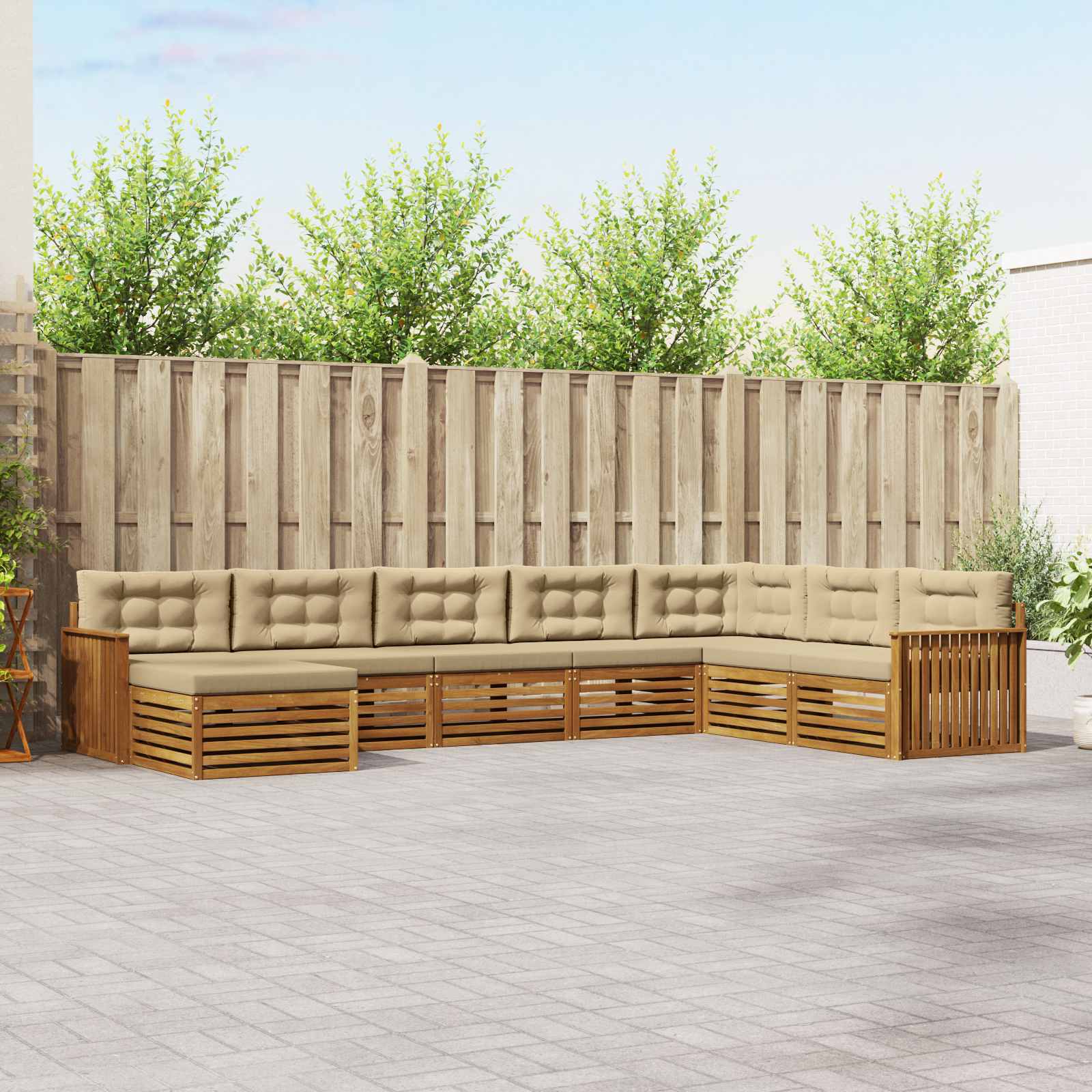 Outdoor-Sofagarnitur mit Kissen 8 pcs Natur und Beige