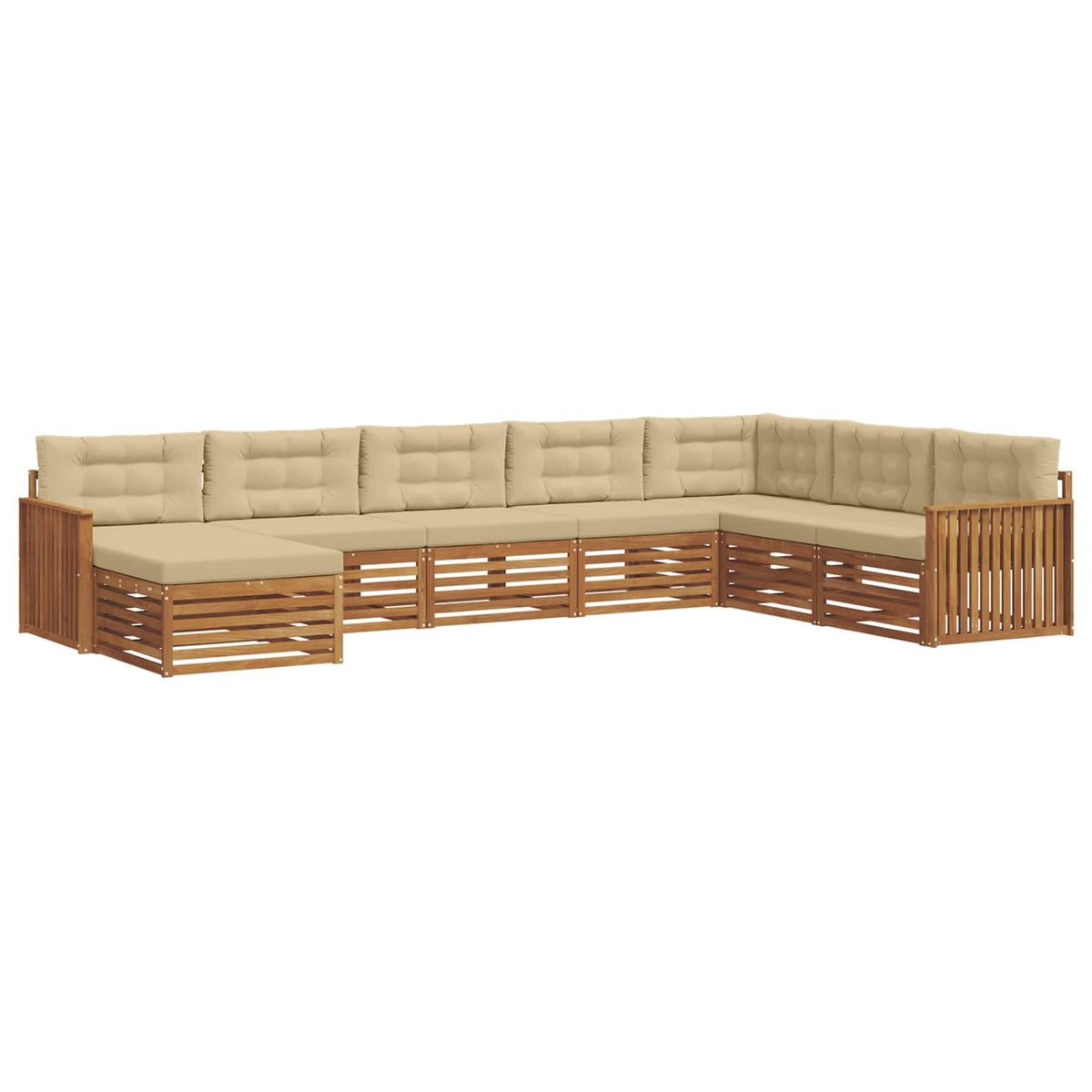 Outdoor-Sofagarnitur 8 stk. Natur und Beige Massivholz Akazie