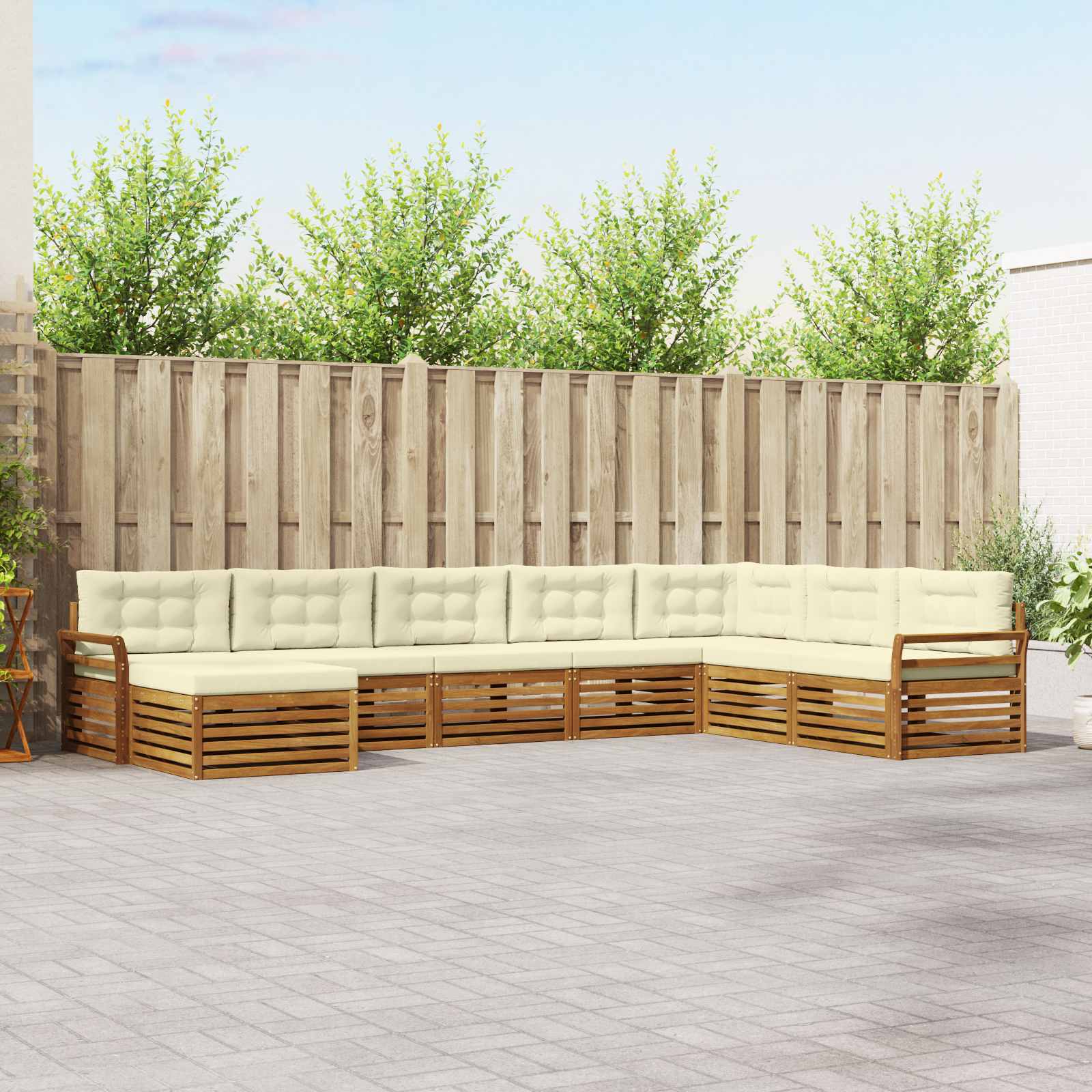 Outdoor-Sofagarnitur mit Kissen 8 pcs Natur und Creme