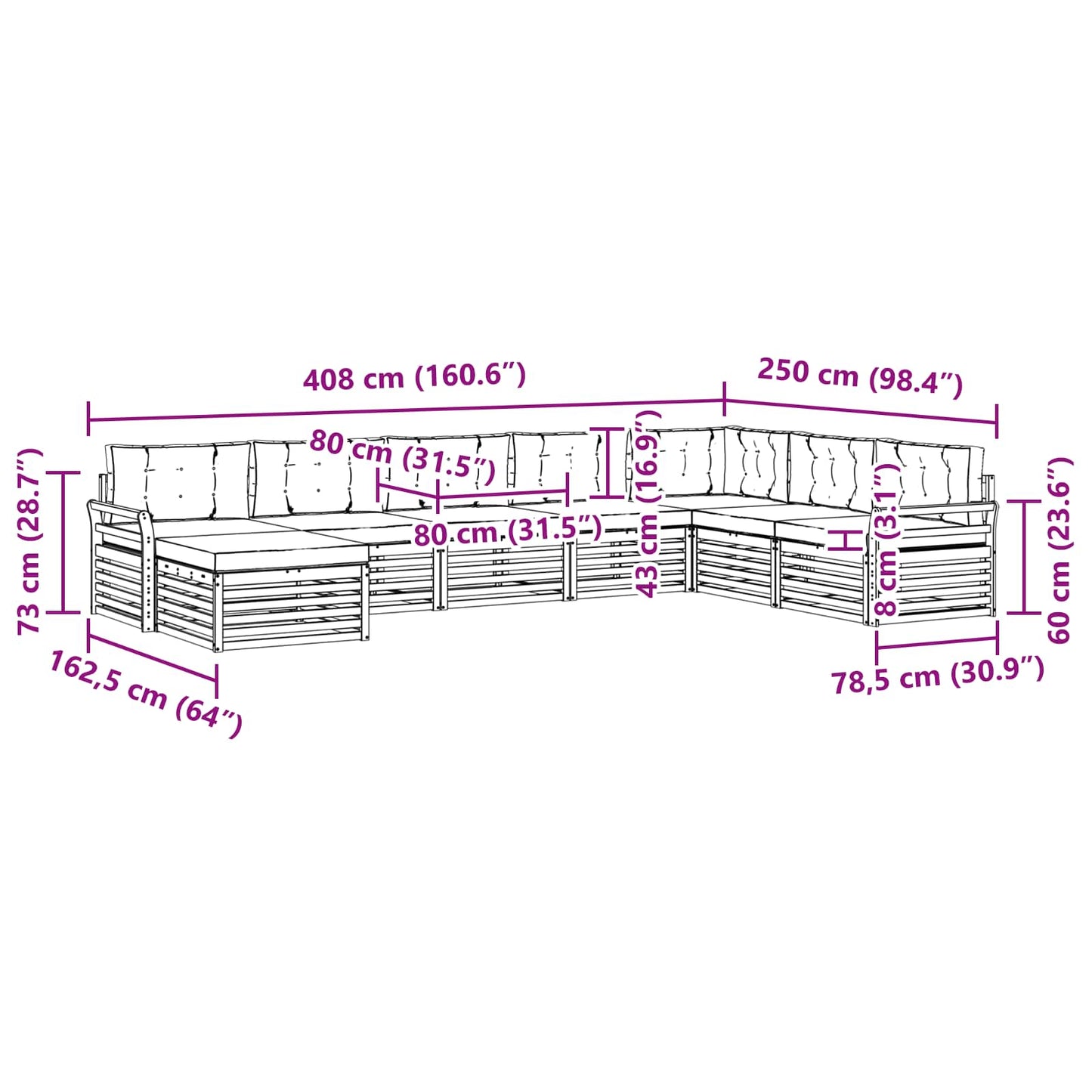 Outdoor-Sofagarnitur 8 stk. Natur und Anthrazit