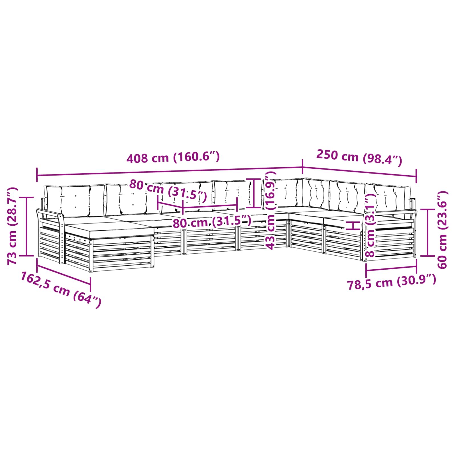 Outdoor-Sofagarnitur 8 stk. Natur und Anthrazit