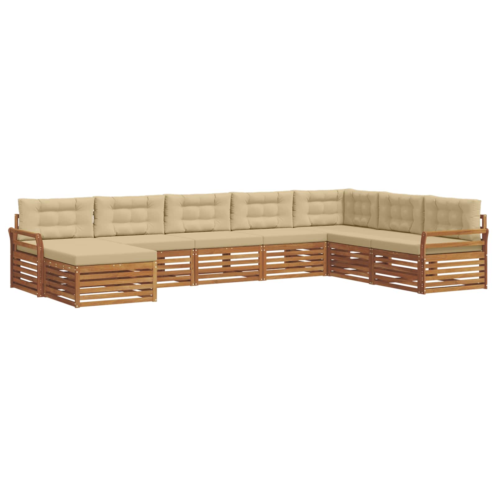 Outdoor-Sofagarnitur mit Kissen 8 pcs Natur und Beige