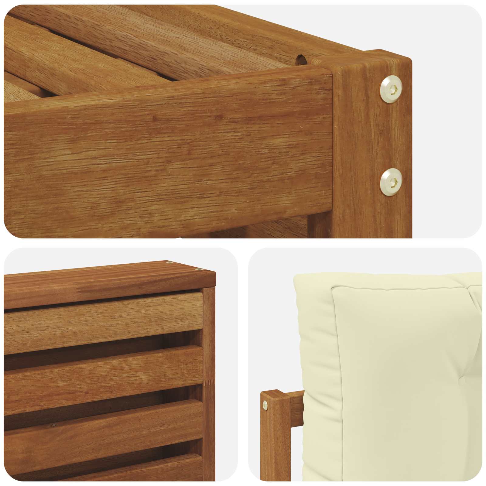 Outdoor-Sofagarnitur 8 stk. Natur und Creme Massivholz Akazie