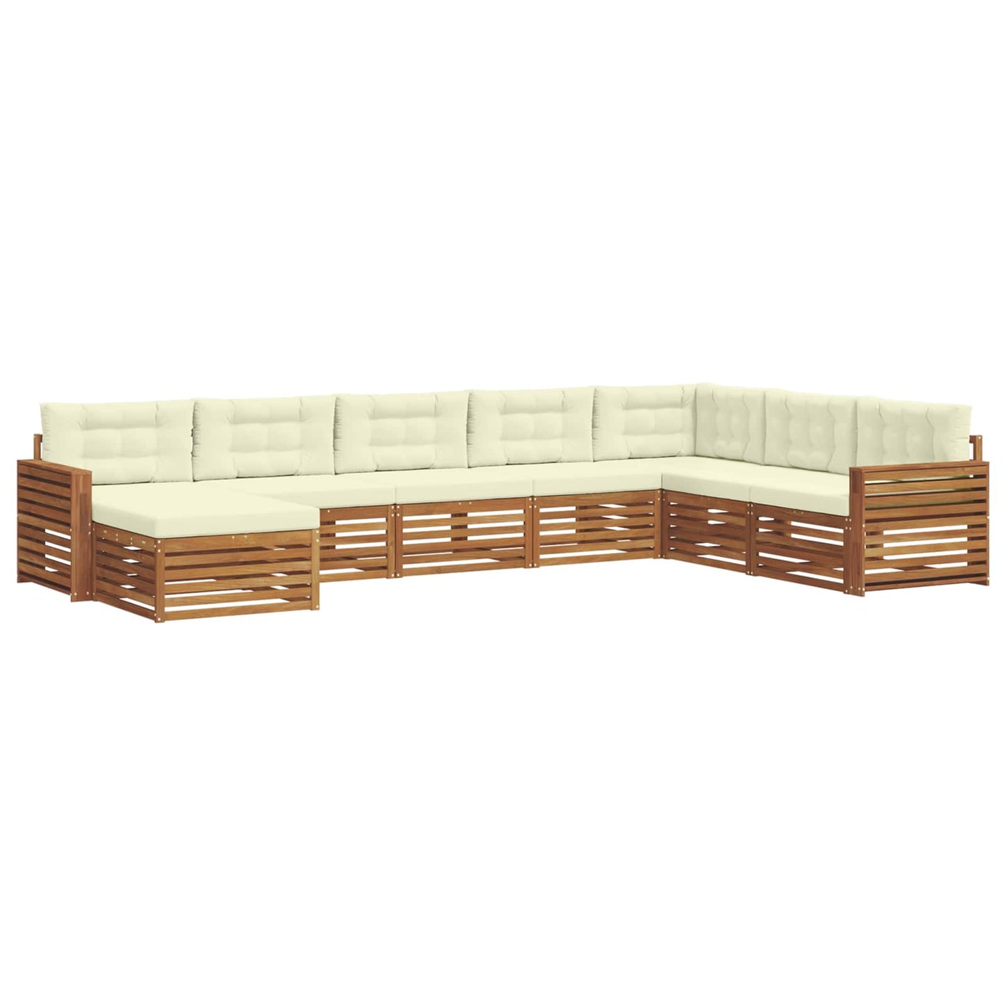 Outdoor-Sofagarnitur 8 stk. Natur und Creme Massivholz Akazie