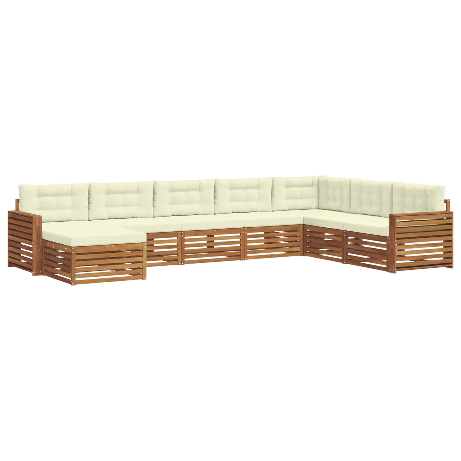 Outdoor-Sofagarnitur 8 stk. Natur und Creme Massivholz Akazie